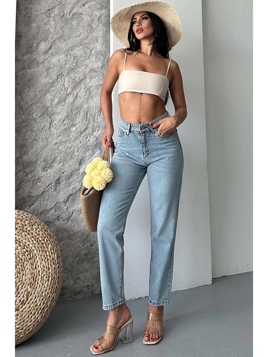 Mom Jean Pantolon Buz Mavi - 27302