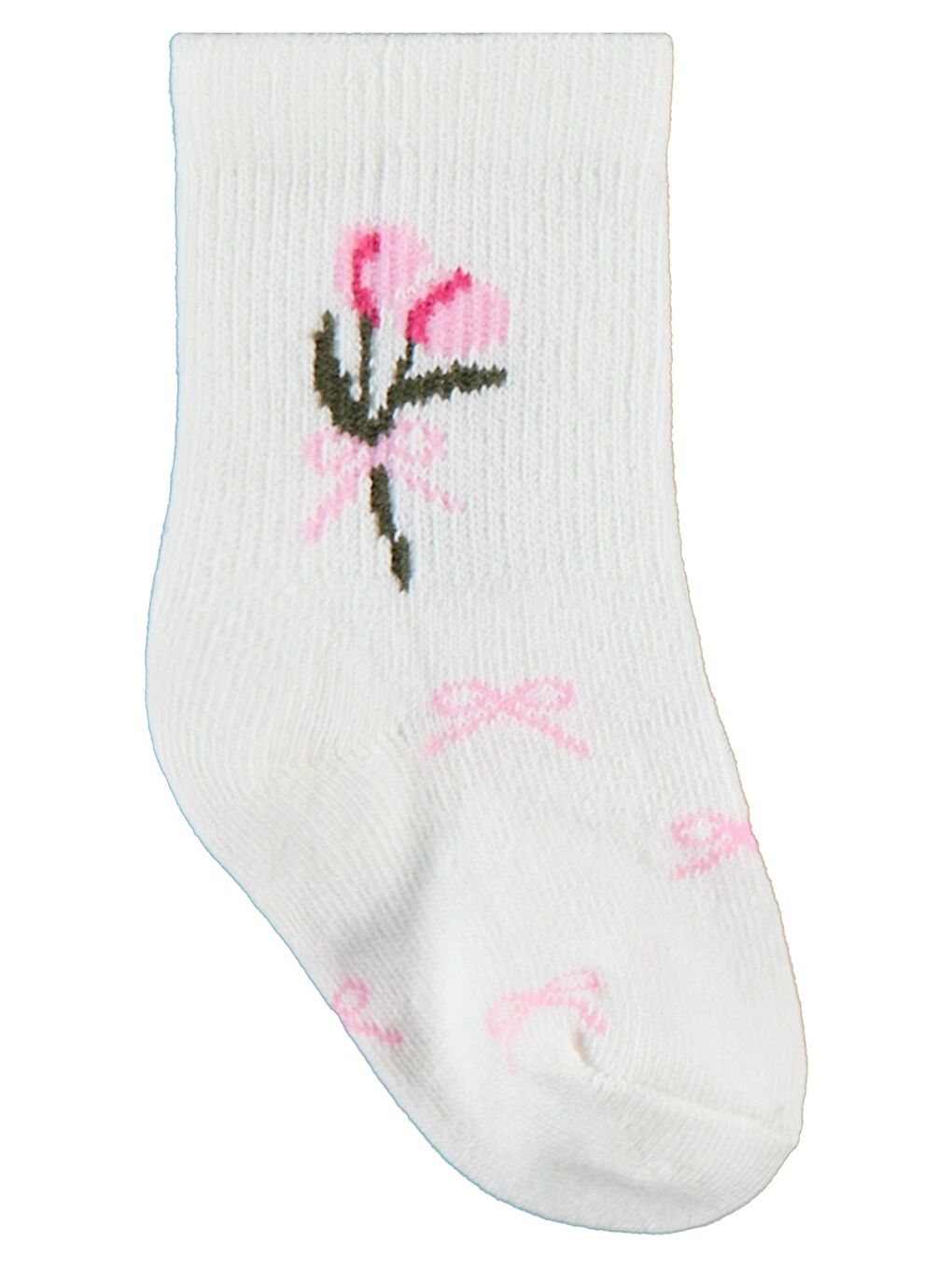 Beyaz Baby 3D Çiçek Desen 3'lü 6-18 Ay Bebek Kız Çorap Set - Standart-1