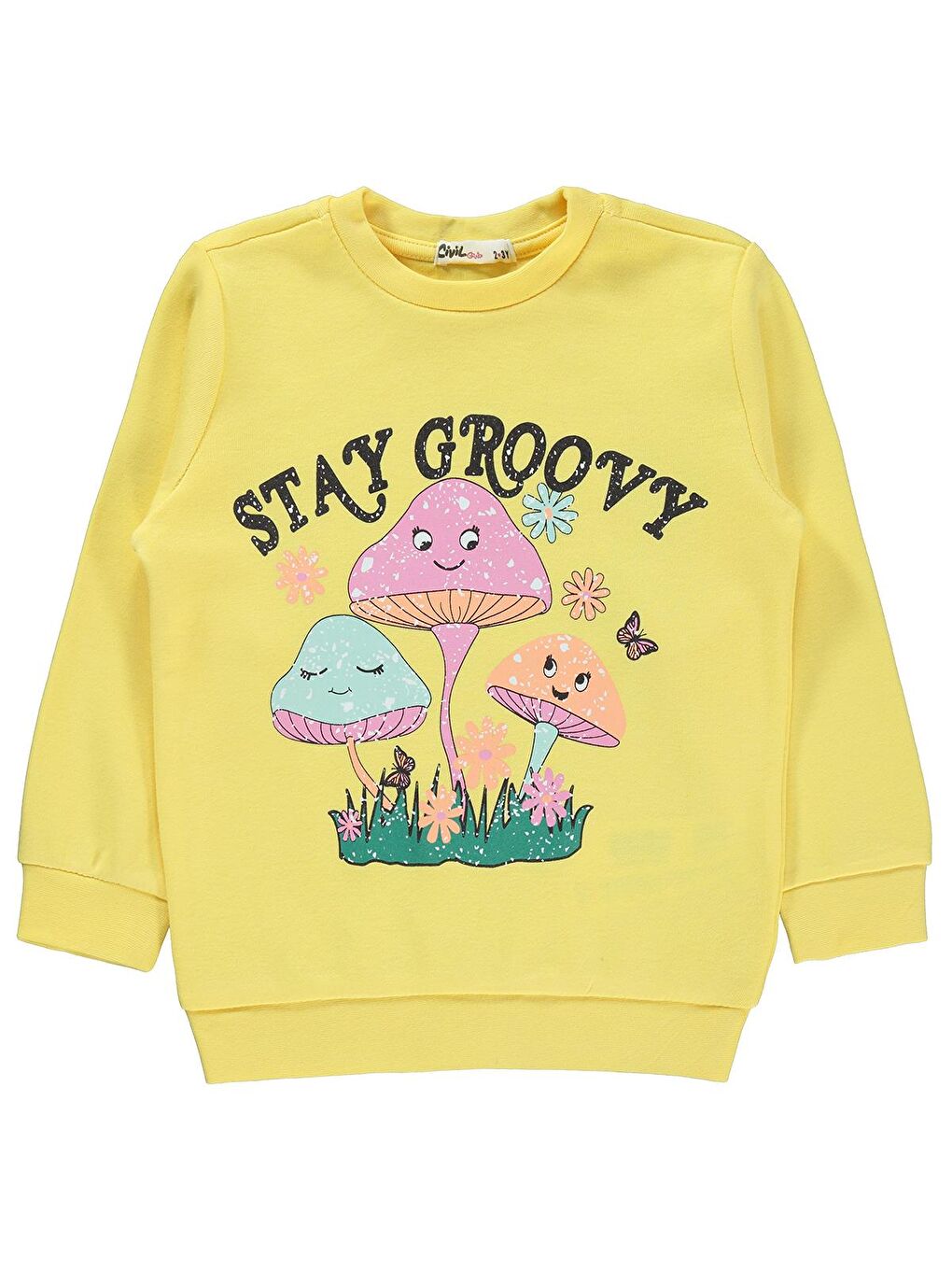 Civil Sarı Girls Kız Çocuk Sweatshirt 2-5 Yaş Ananas