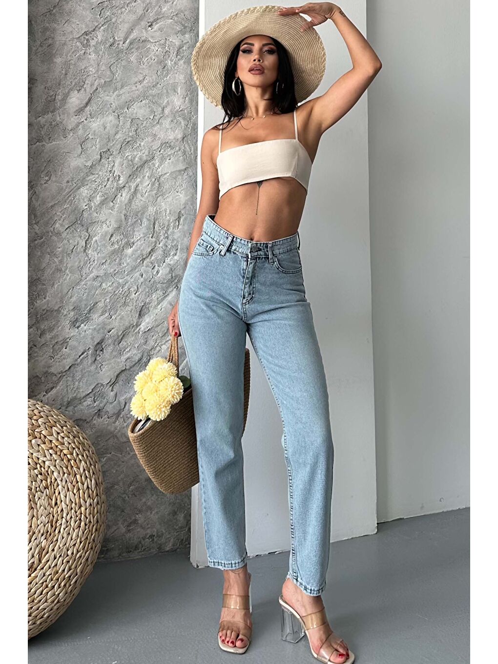 Mom Jean Pantolon Buz Mavi - 27302-1