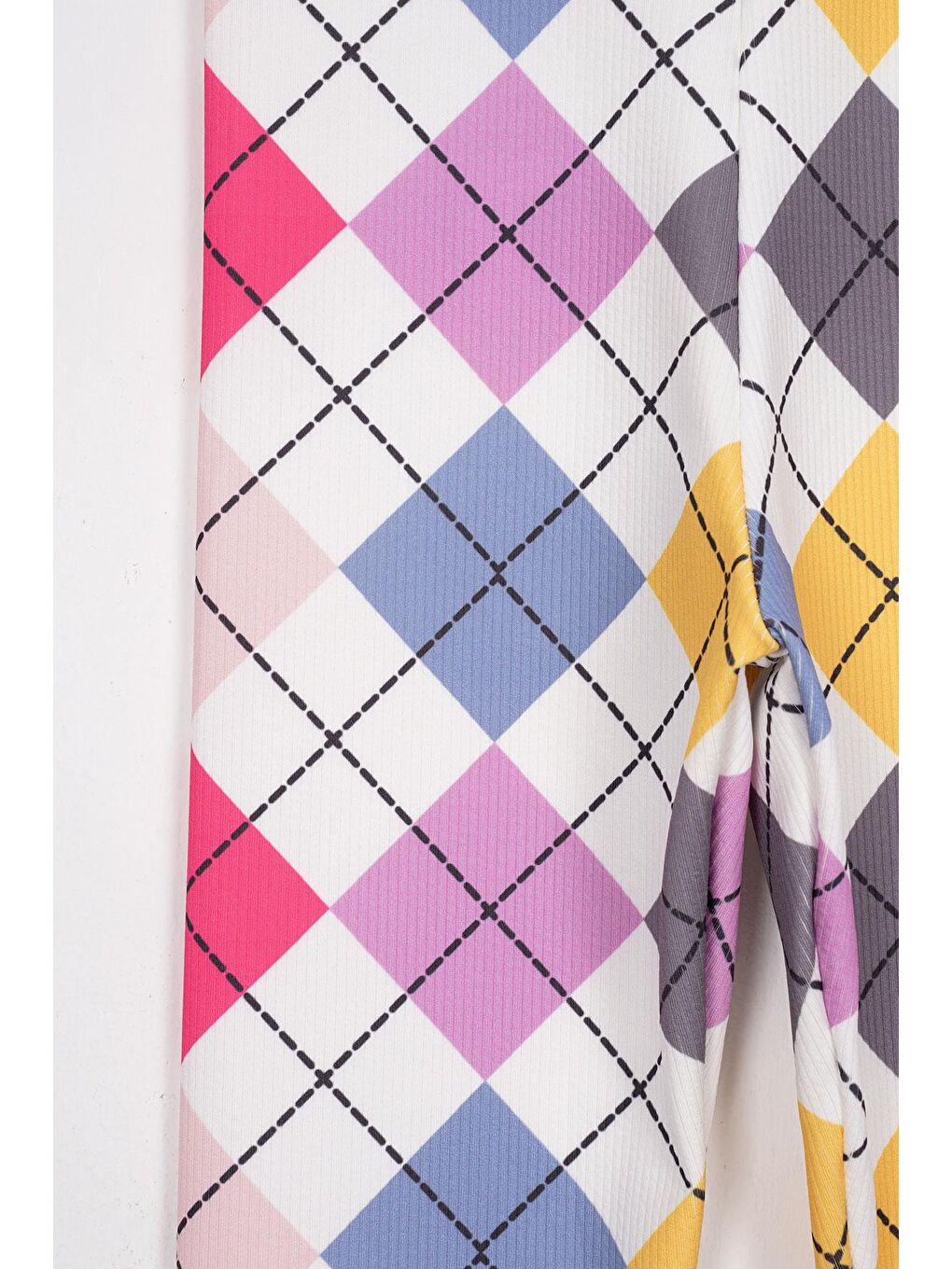 Pembe Kare Baskılı Pudra Renk Kız Çocuk Tayt-1