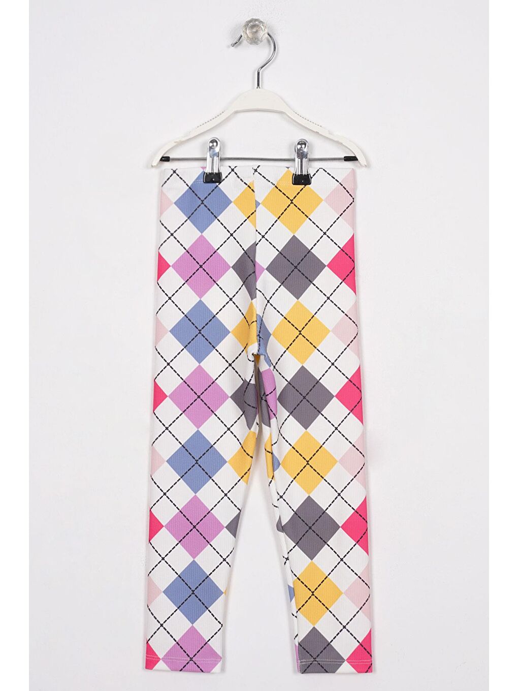 Pembe Kare Baskılı Pudra Renk Kız Çocuk Tayt-2