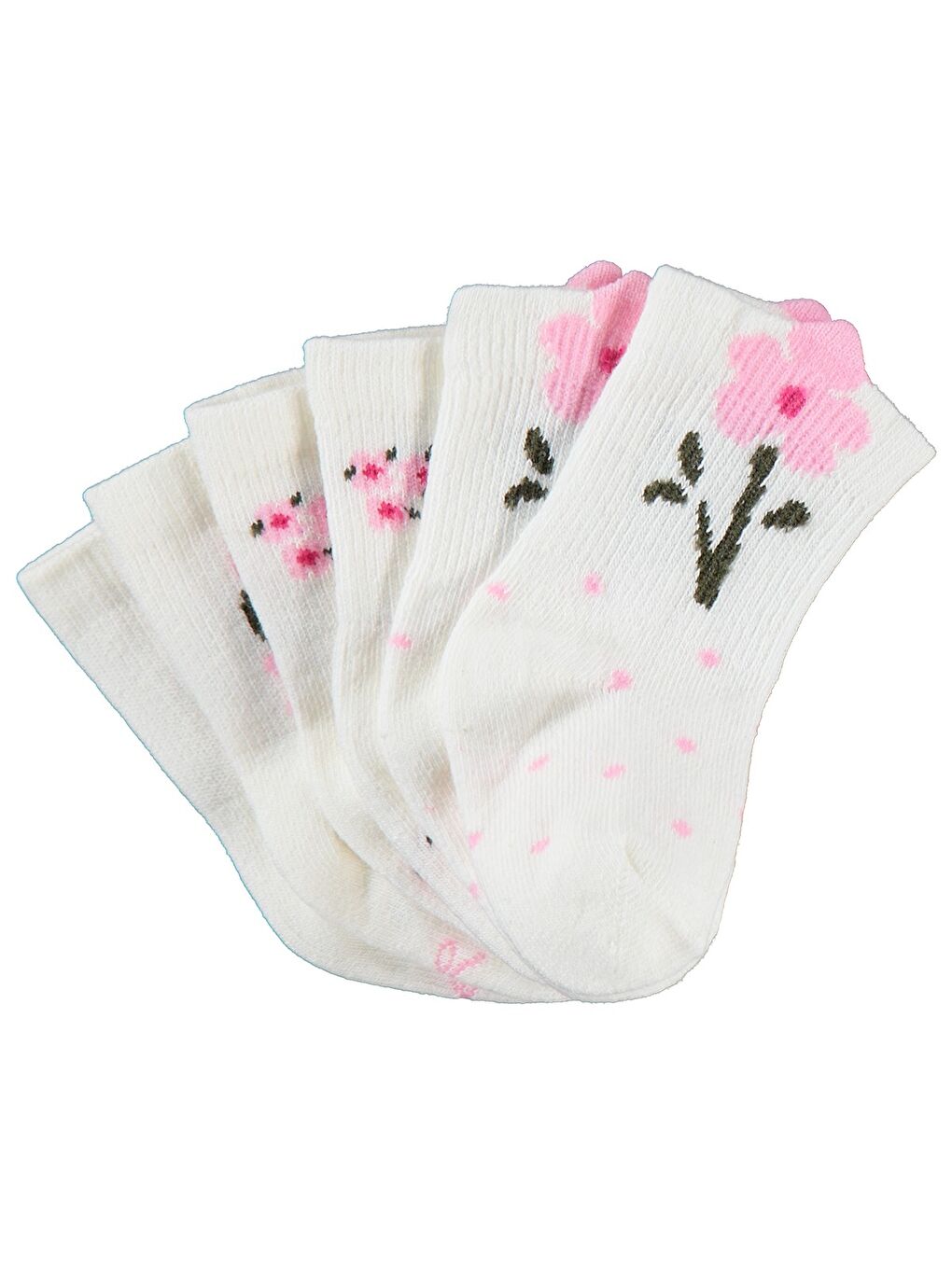 Beyaz Baby 3D Çiçek Desen 3'lü 6-18 Ay Bebek Kız Çorap Set - Standart-4