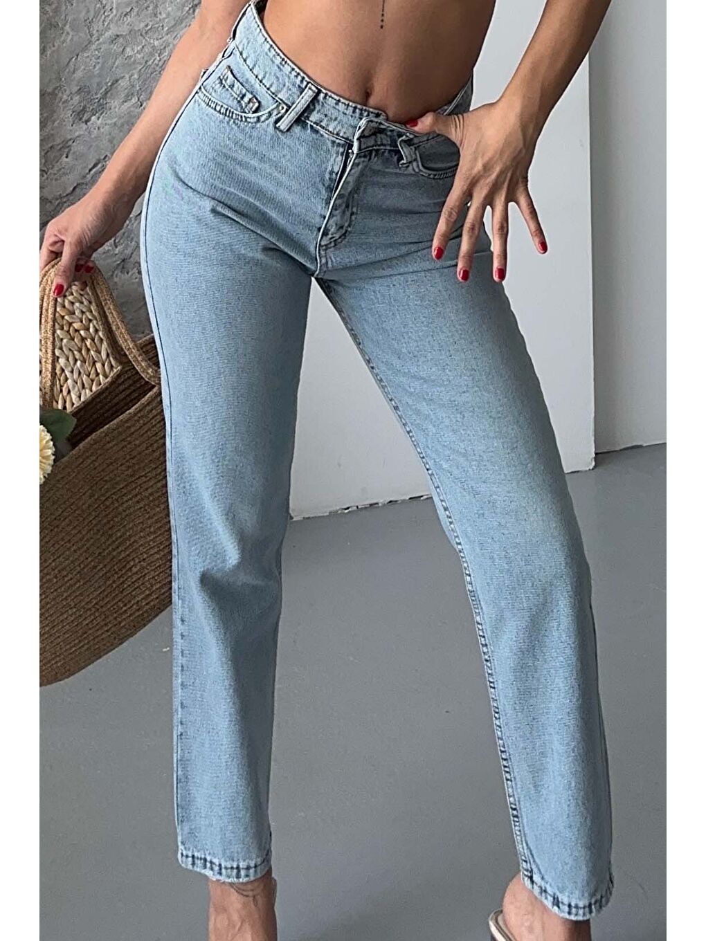 Mom Jean Pantolon Buz Mavi - 27302-3