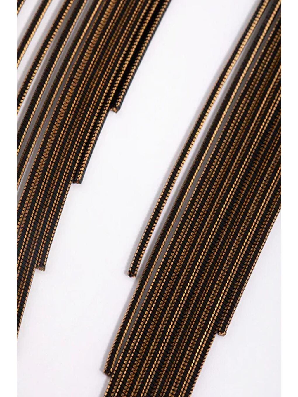 Siyah Bakır Uzun Şelale Elmas Kesim Zincir Küpe-5