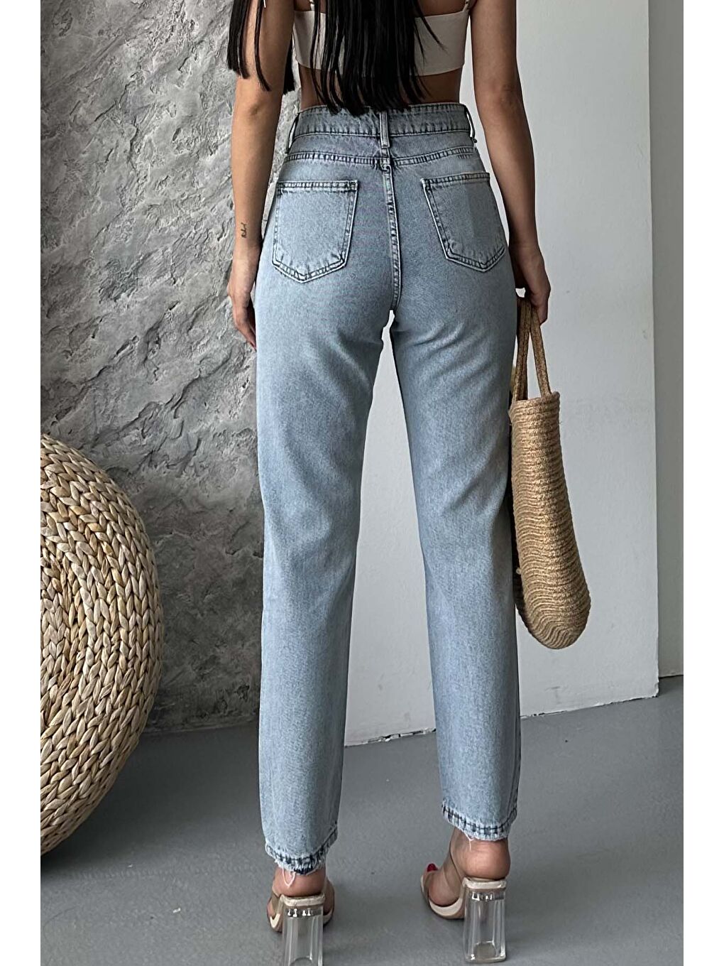 Mom Jean Pantolon Buz Mavi - 27302-4