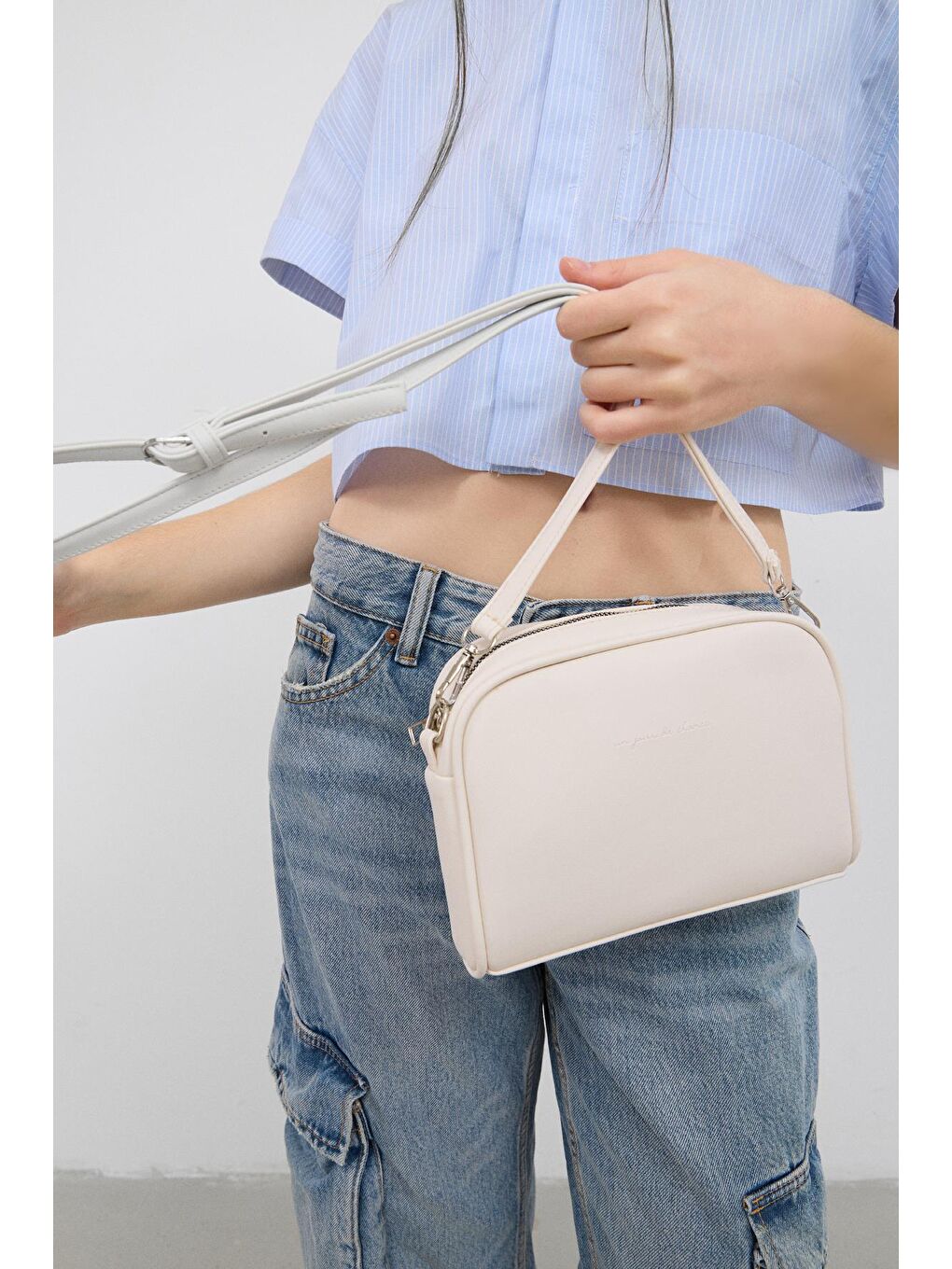 Ekru Hana Basic Çapraz Çanta Krem-1