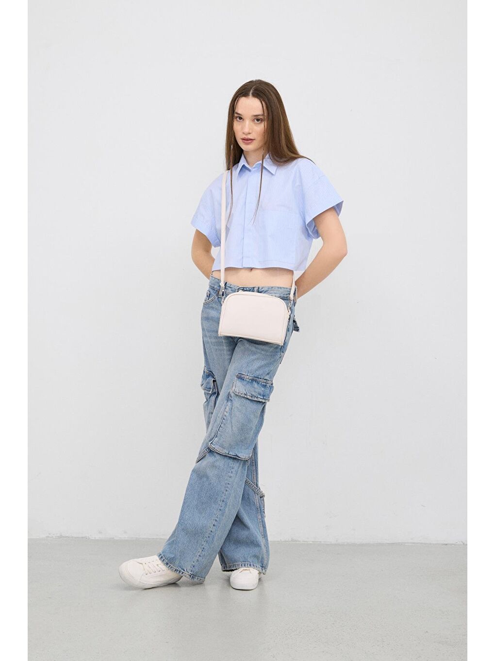 Ekru Hana Basic Çapraz Çanta Krem-3