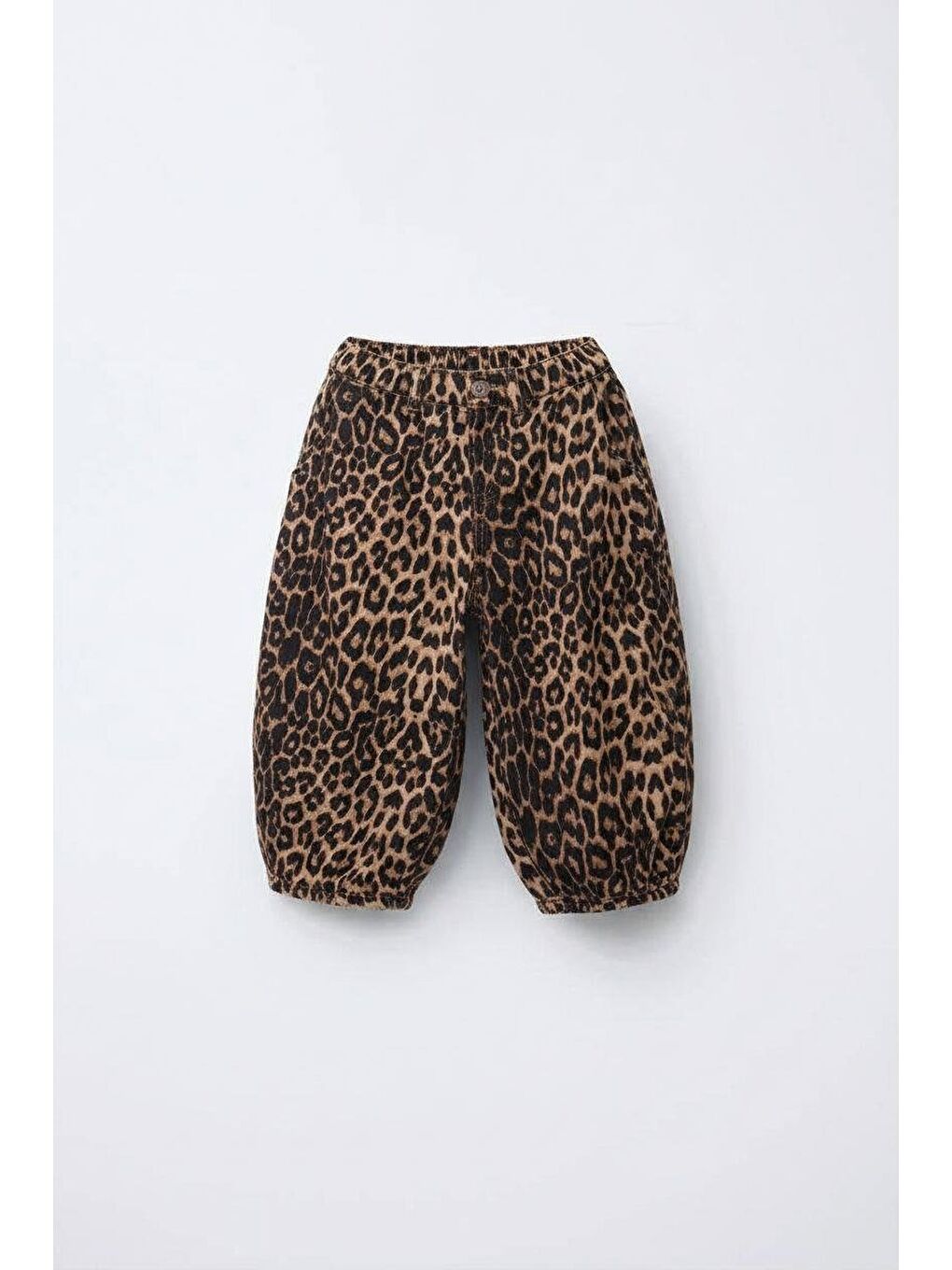Karışık Kız Çocuk Pamuklu Kahverengi Leopar Desenli Pantolon - Elastik Belli Rahat Kalıp