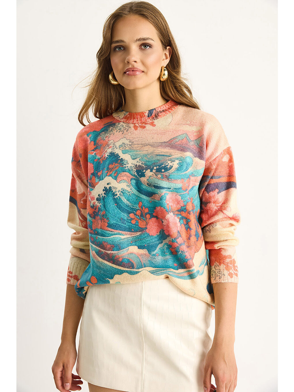 Mavi Kadın Parçalı Triko Kazak-2