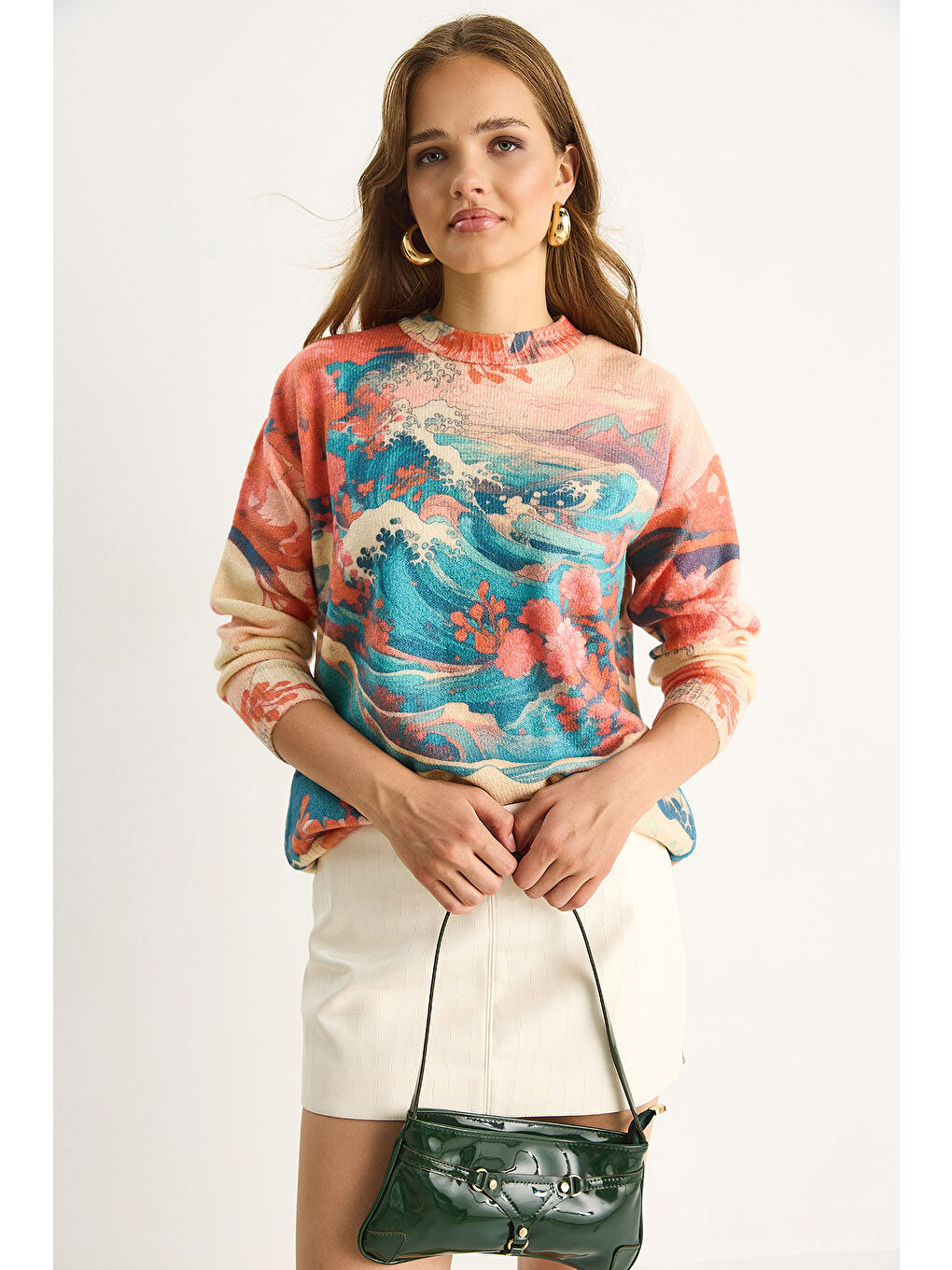 Mavi Kadın Parçalı Triko Kazak-4