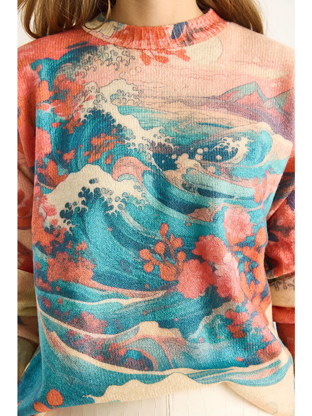 Mavi Kadın Parçalı Triko Kazak-5