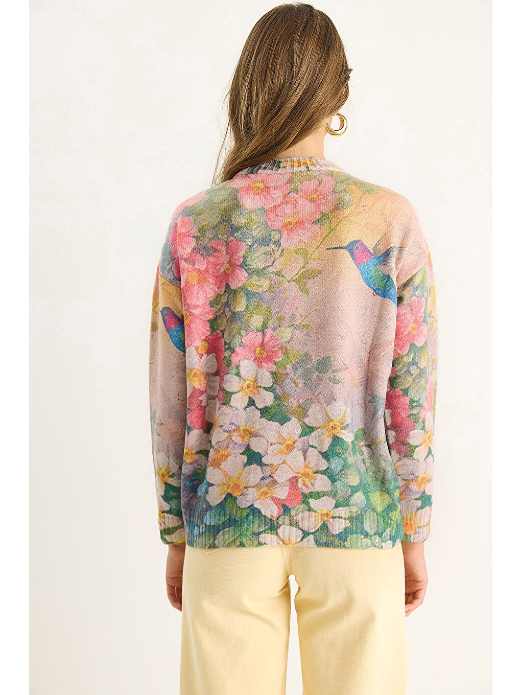 Pembe Kadın Parçalı Triko Kazak-6