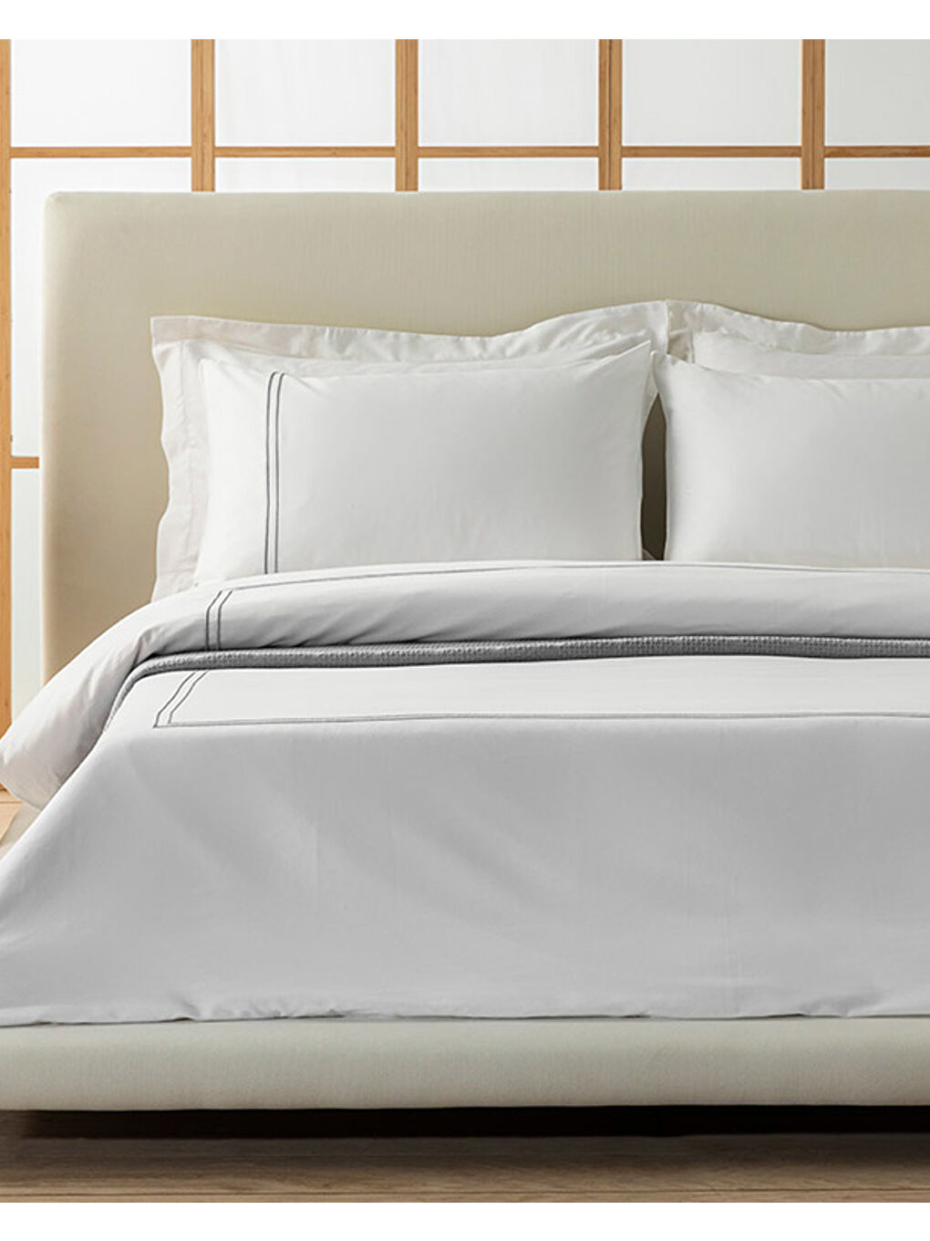 Freya Pamuk Saten Nakışlı King Size Nevresim Takımı Beyaz