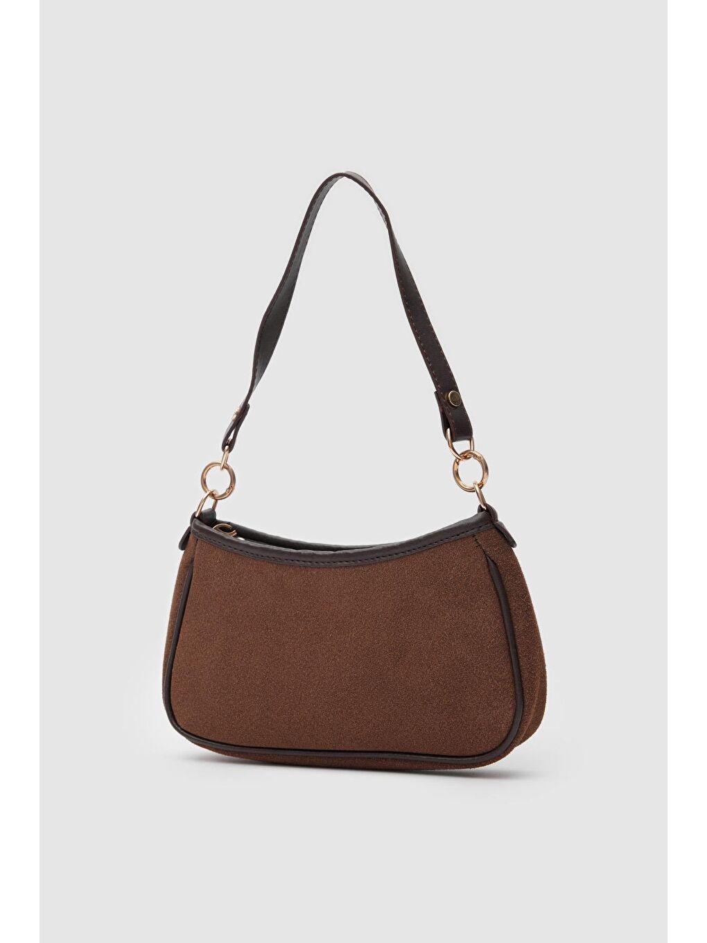 Kahverengi Farme Süet Baget Çanta Acı Kahve-1