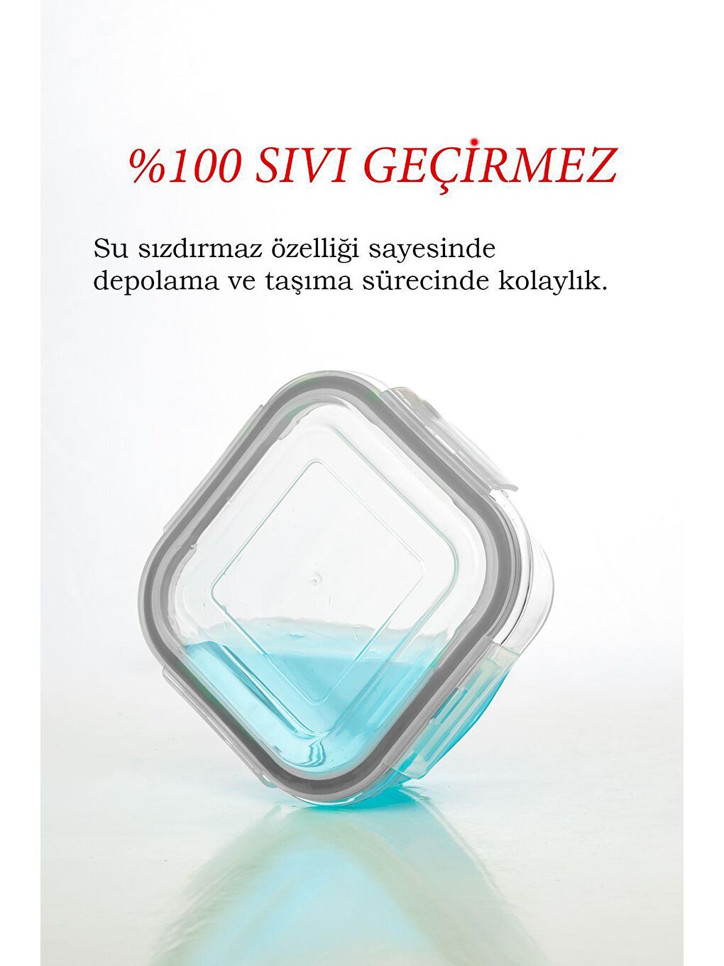 Porsima Açık Gri Por Kilitli Sızdırmaz Kapaklı  Cam 6'lı Erzak Yiyecek Saklama Kabı Seti -1200+800+520 - 2