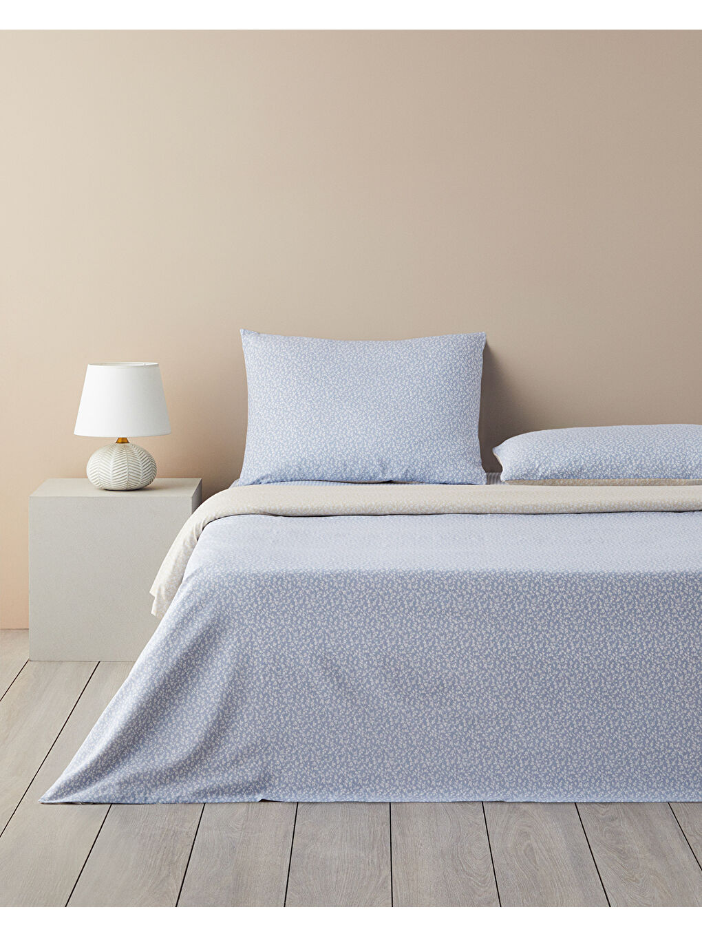 Fancy Flowers Çift Taraflı Kolay Ütülenir Çift Kişilik Nevresim Takımı 200x220 cm Mavi