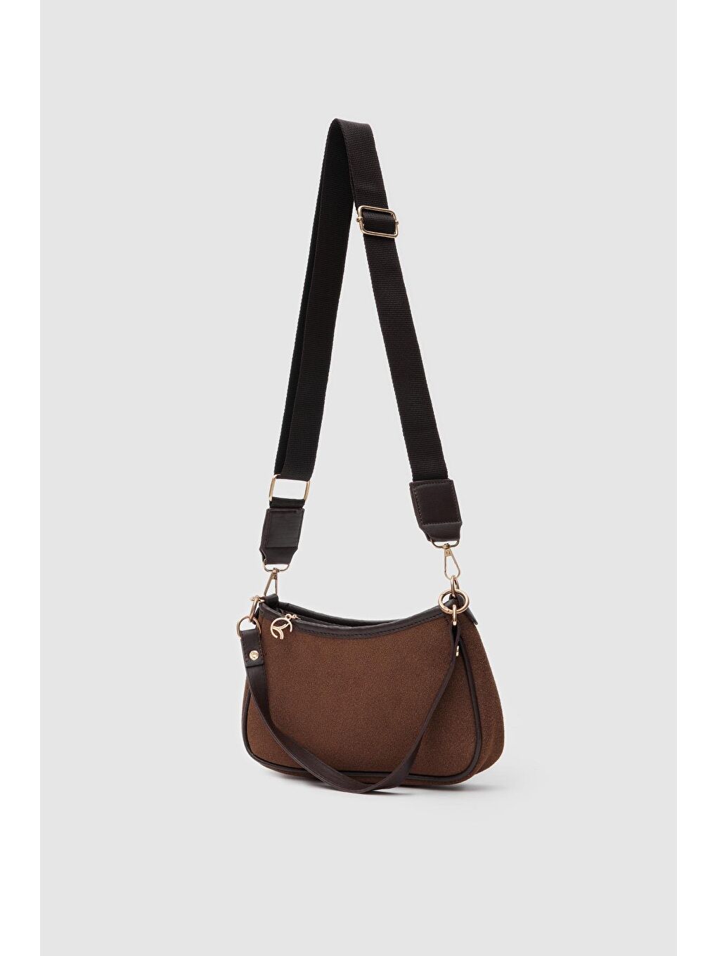 Kahverengi Farme Süet Baget Çanta Acı Kahve-3