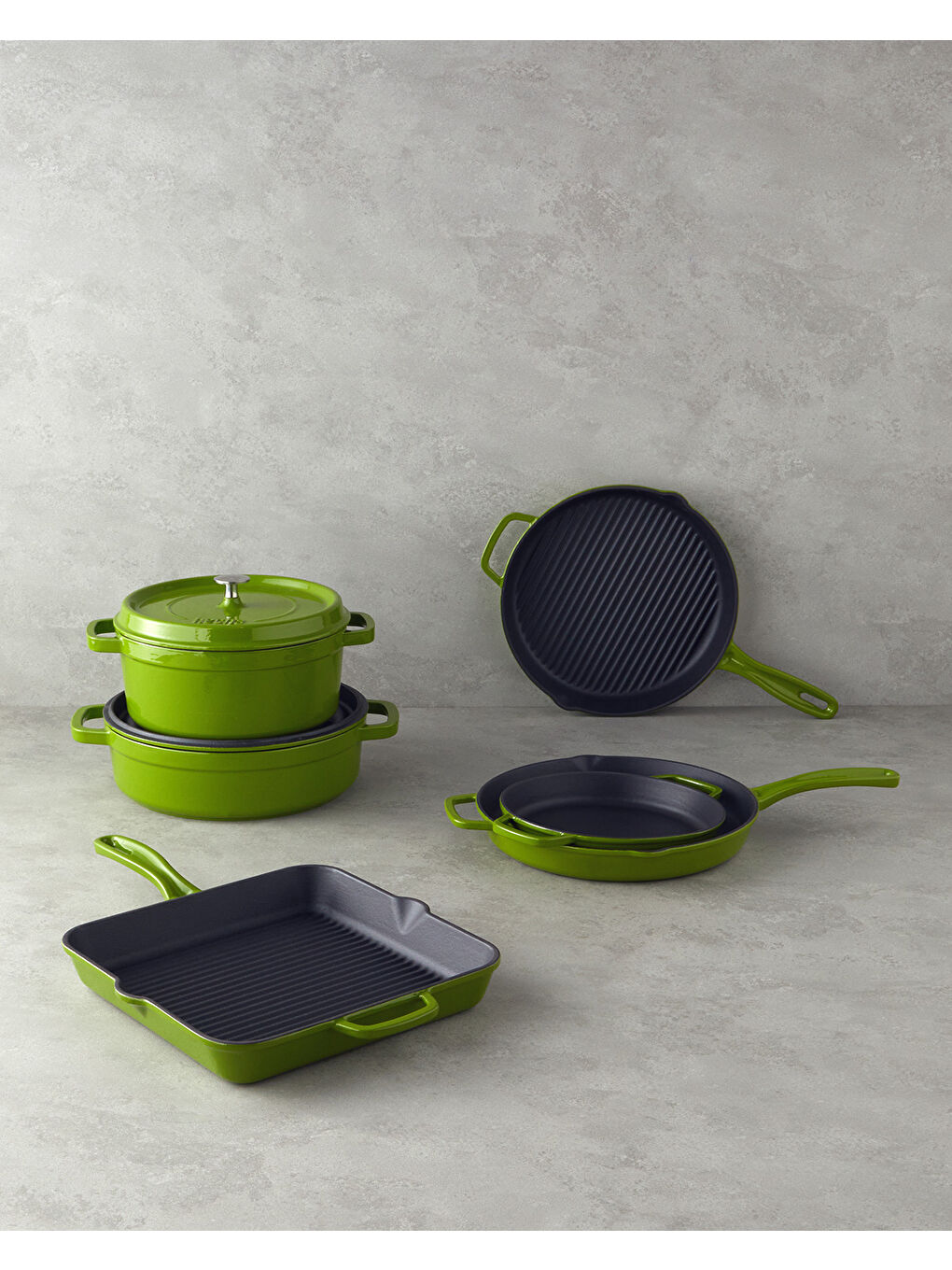 Demir Döküm Tencere 24 cm Yeşil-5