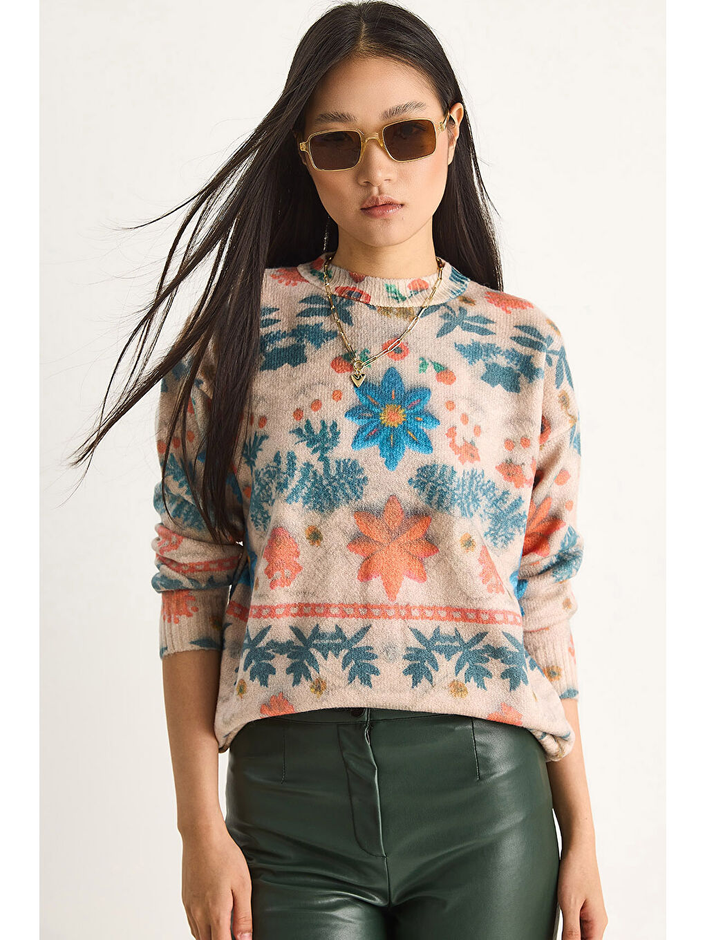 Mavi Kadın Parçalı Triko Kazak