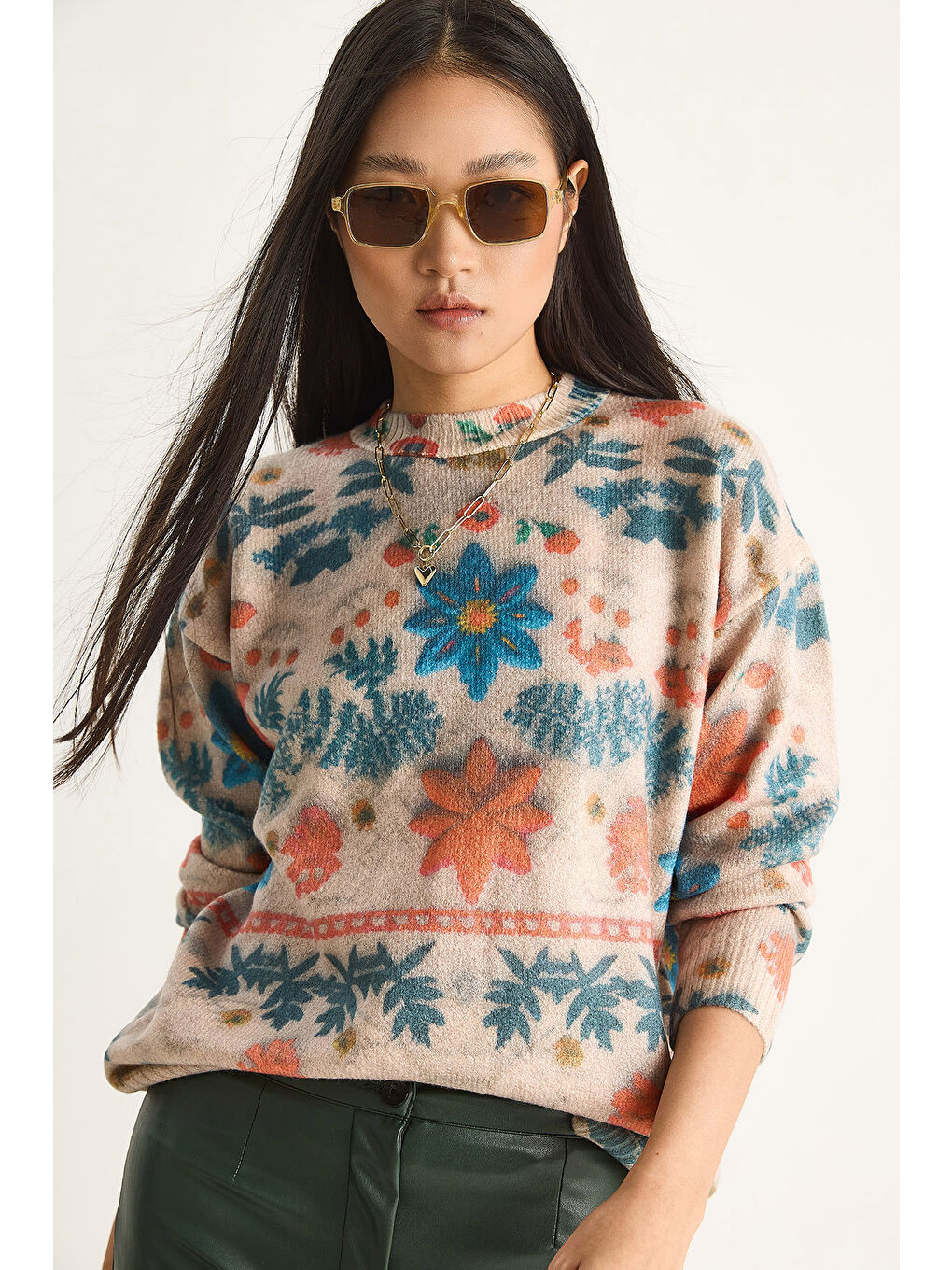 Mavi Kadın Parçalı Triko Kazak-1