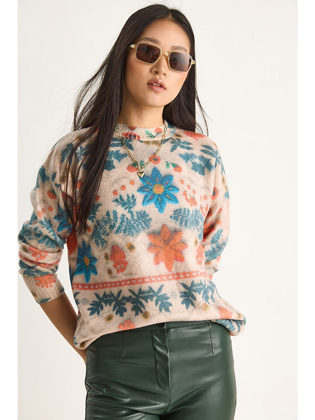 Mavi Kadın Parçalı Triko Kazak-2