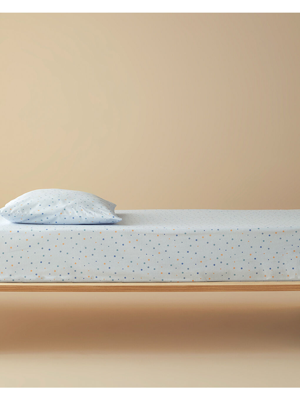 Funny Dots Pamuklu Bebe Lastikli Çarşaf Takımı Mavi-1