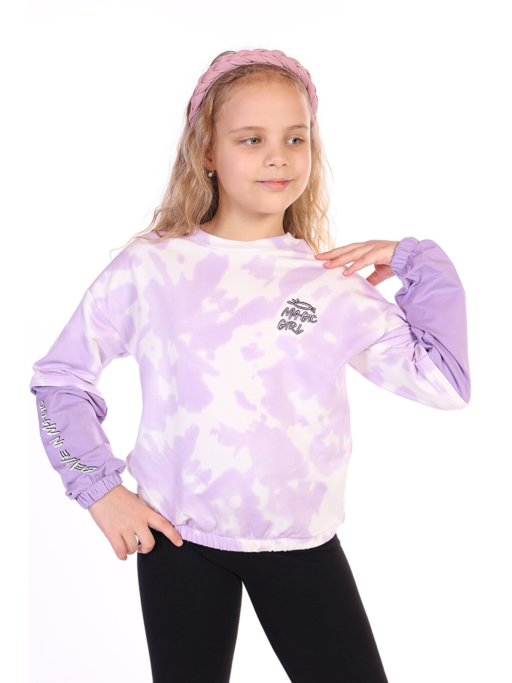 Lila Kız Çocuk Magic Girl Nakışlı Sweatshirt