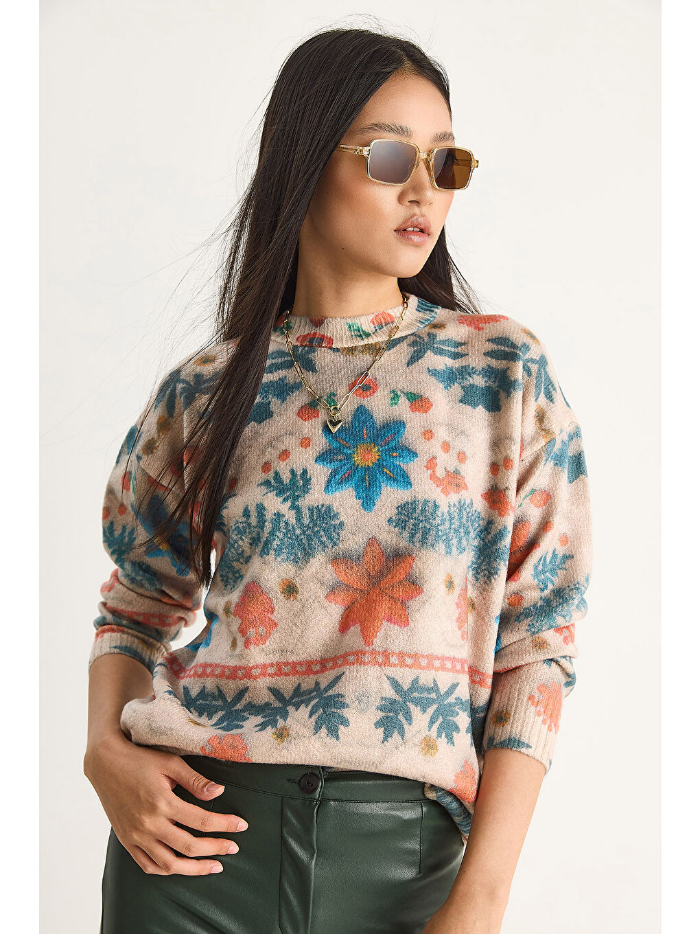 Mavi Kadın Parçalı Triko Kazak-3