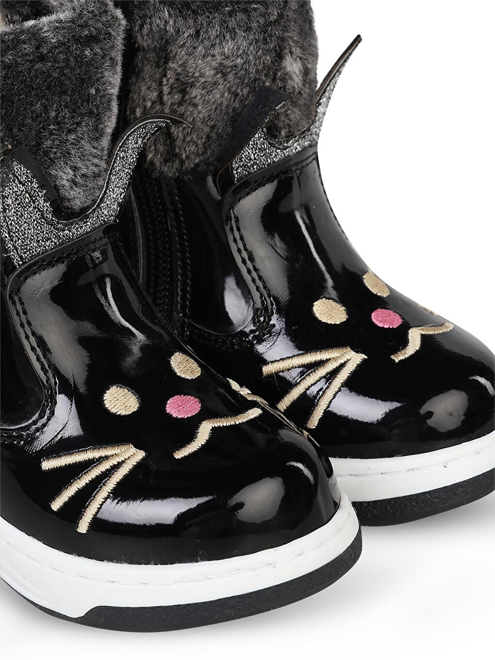 Boots Kedi Nakışlı Rugan 21- Bot Ve Çizme - Siyah-3