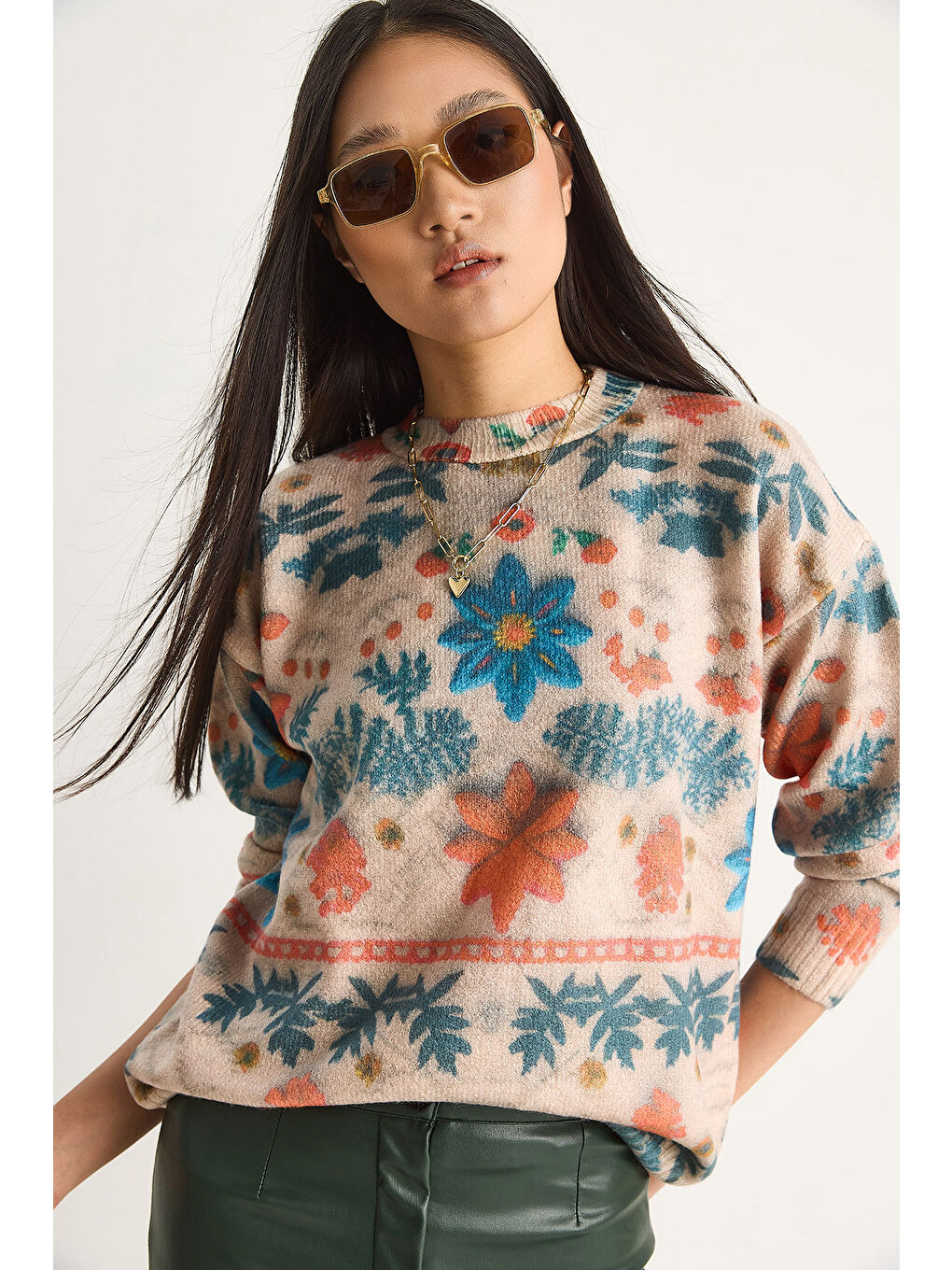 Mavi Kadın Parçalı Triko Kazak-4