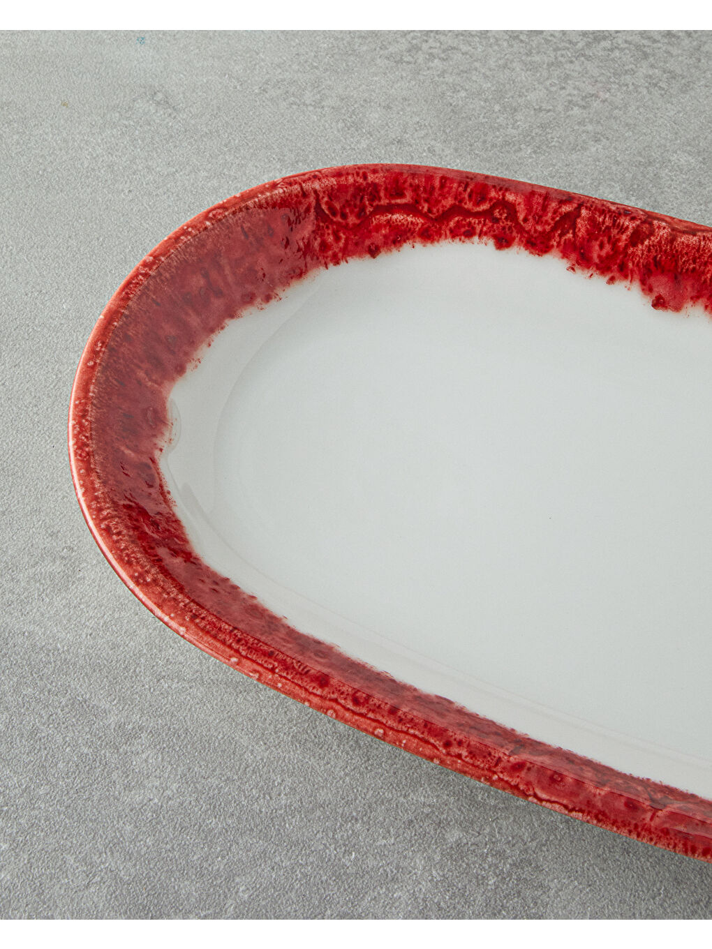 Larry Porselen Kayık Tabak 29 cm Kırmızı-2
