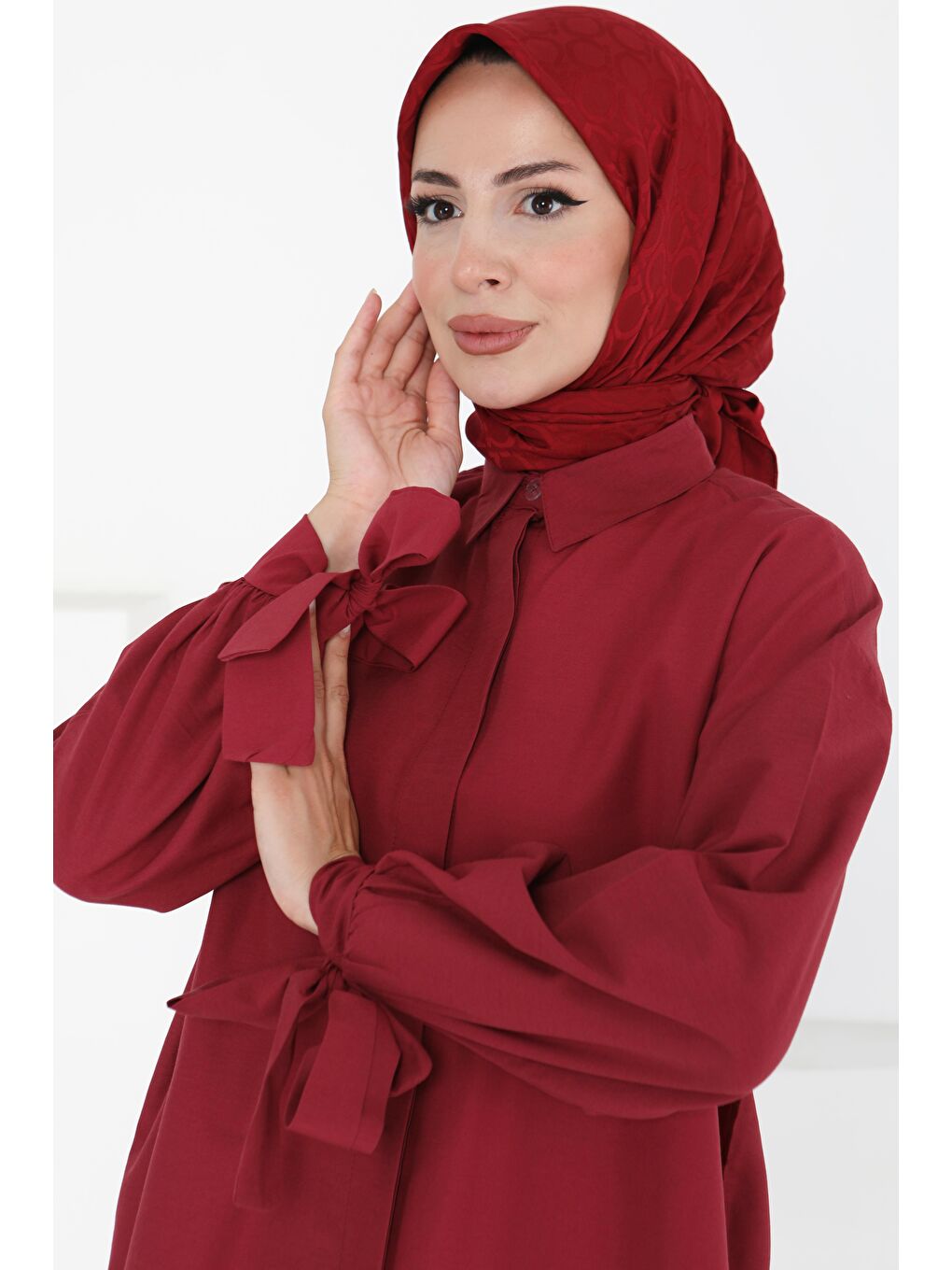 Kol Detaylı İkili Takım Bordo - 27085-3