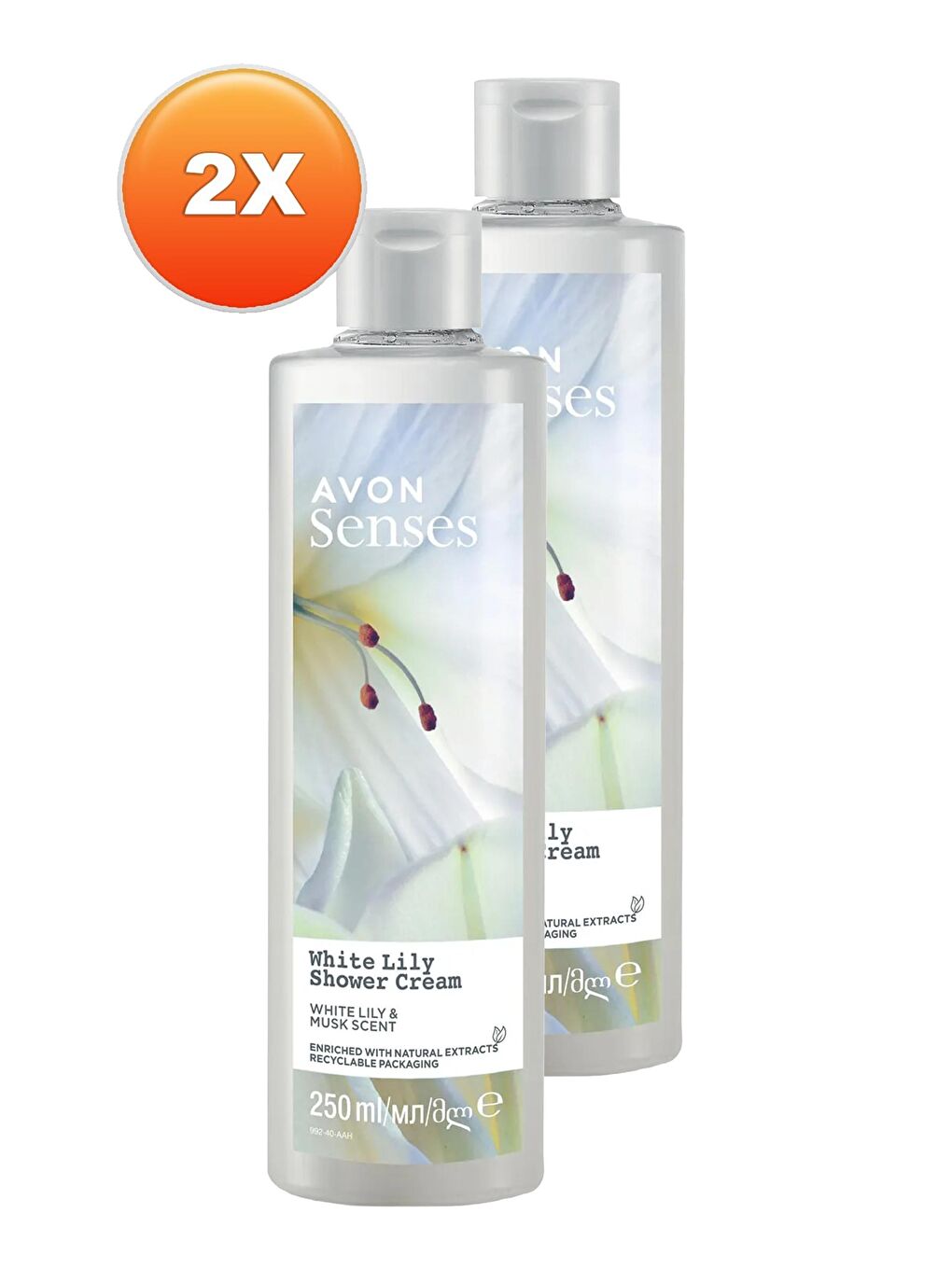 AVON Renksiz Senses White Lily  Beyaz Zambak Kokulu Duş Jeli 250 Ml. İkili Set - 1