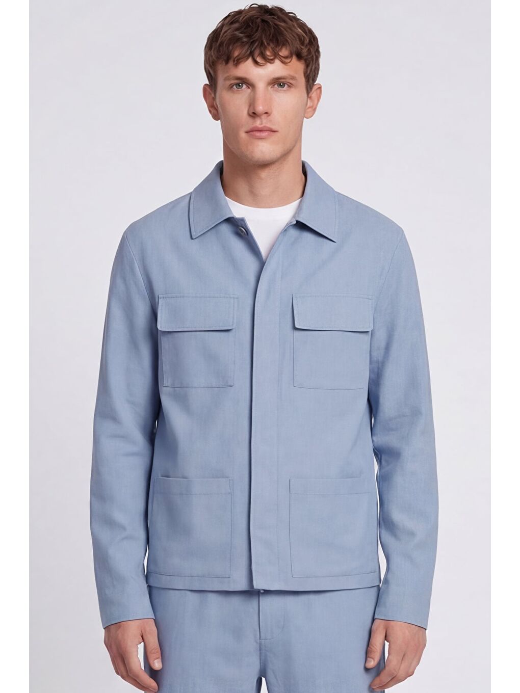 Giotelli Erkek Mavi Normal Kesim Regular Fit Dokuma Lastikli Bel Takım Elbise