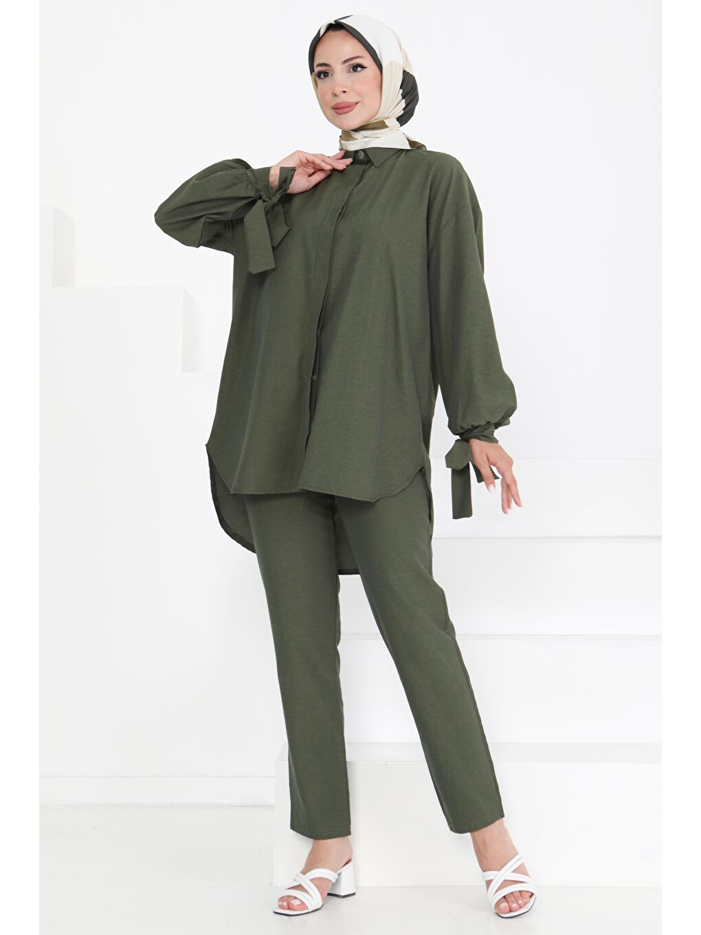 Kol Detaylı İkili Takım Koyu Haki - 27085