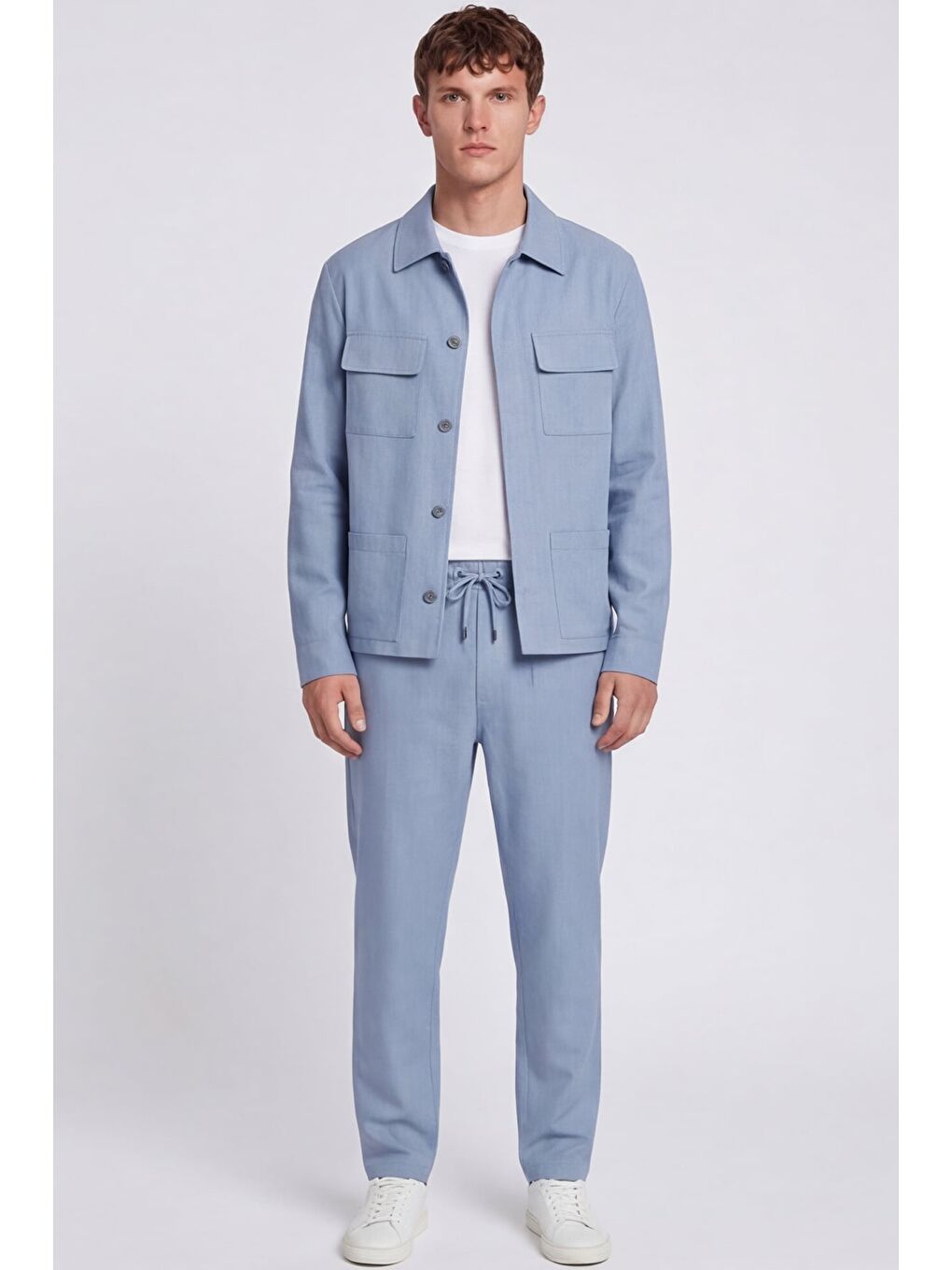 Giotelli Erkek Mavi Normal Kesim Regular Fit Dokuma Lastikli Bel Takım Elbise-1