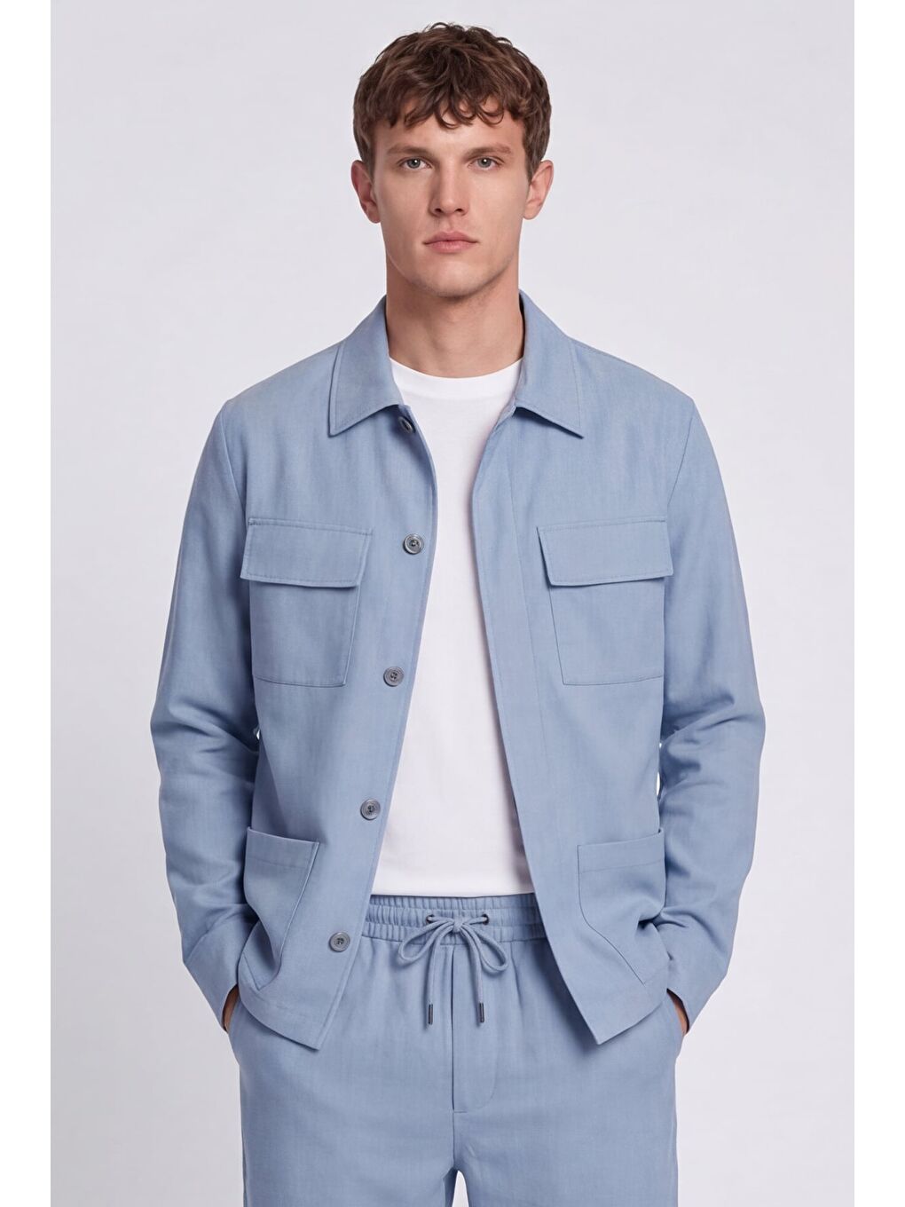 Giotelli Erkek Mavi Normal Kesim Regular Fit Dokuma Lastikli Bel Takım Elbise-2