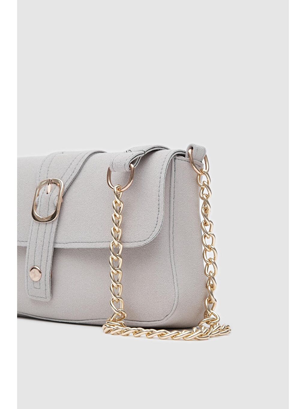 Bej Glow Süet Çapraz Çanta Taş Rengi-4