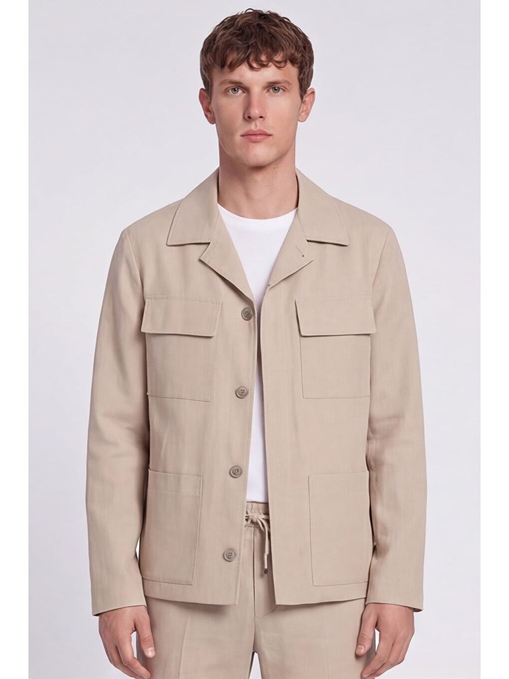 Giotelli Erkek Bej Normal Kesim Regular Fit Dokuma Lastikli Bel Takım Elbise-1