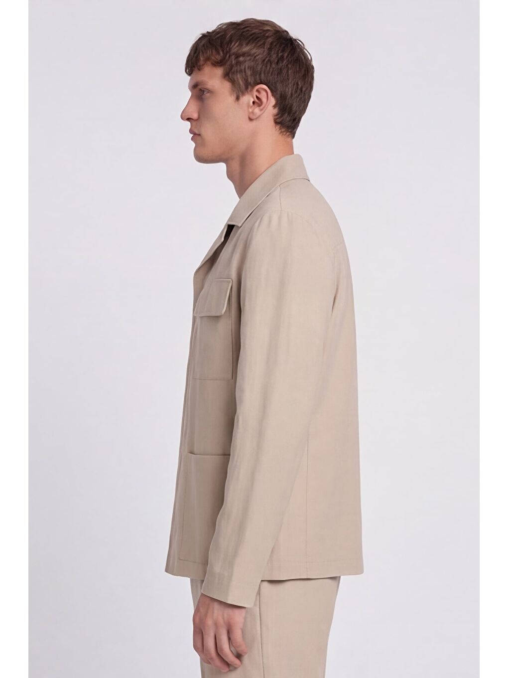 Giotelli Erkek Bej Normal Kesim Regular Fit Dokuma Lastikli Bel Takım Elbise-2