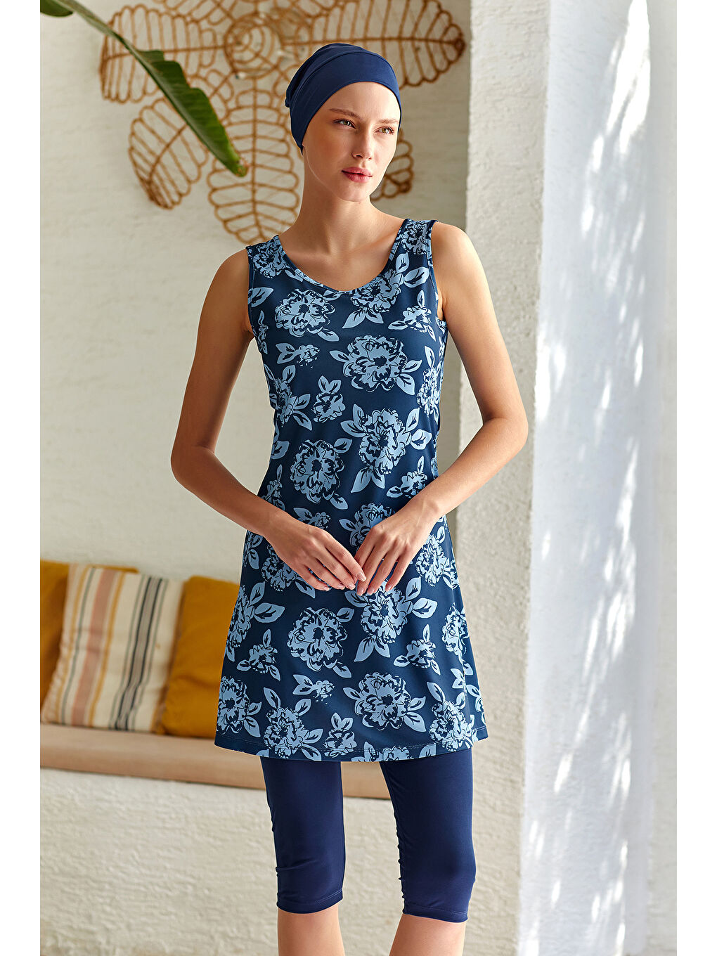 Sıfır Kol Yarı Kapalı Mayo 3609 Koyu Lacivert