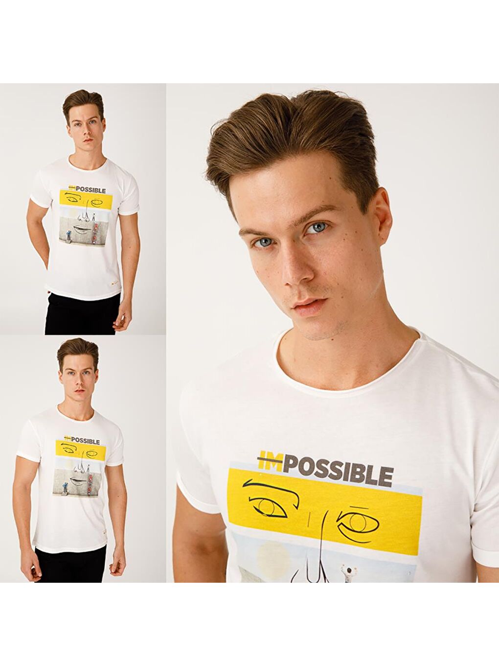 Beyaz Faces Possible Erkek T-Shirt-5