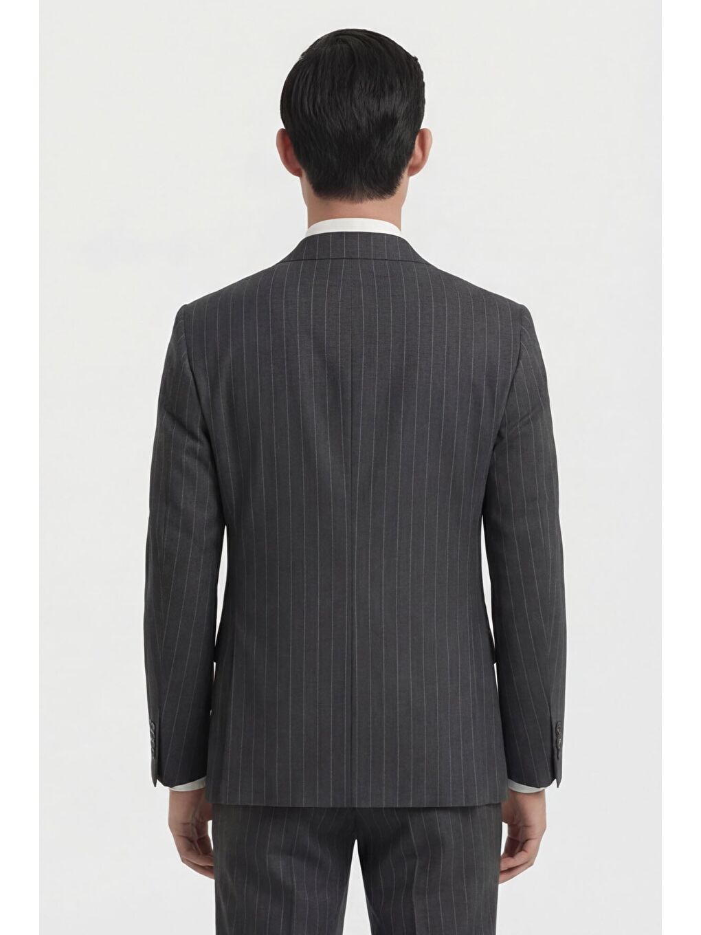 Giotelli Erkek Siyah Dar Kesim Slim Fit Viskon Dokuma Çizgili Klasik Yaka 6 Drop Takım Elbise-3