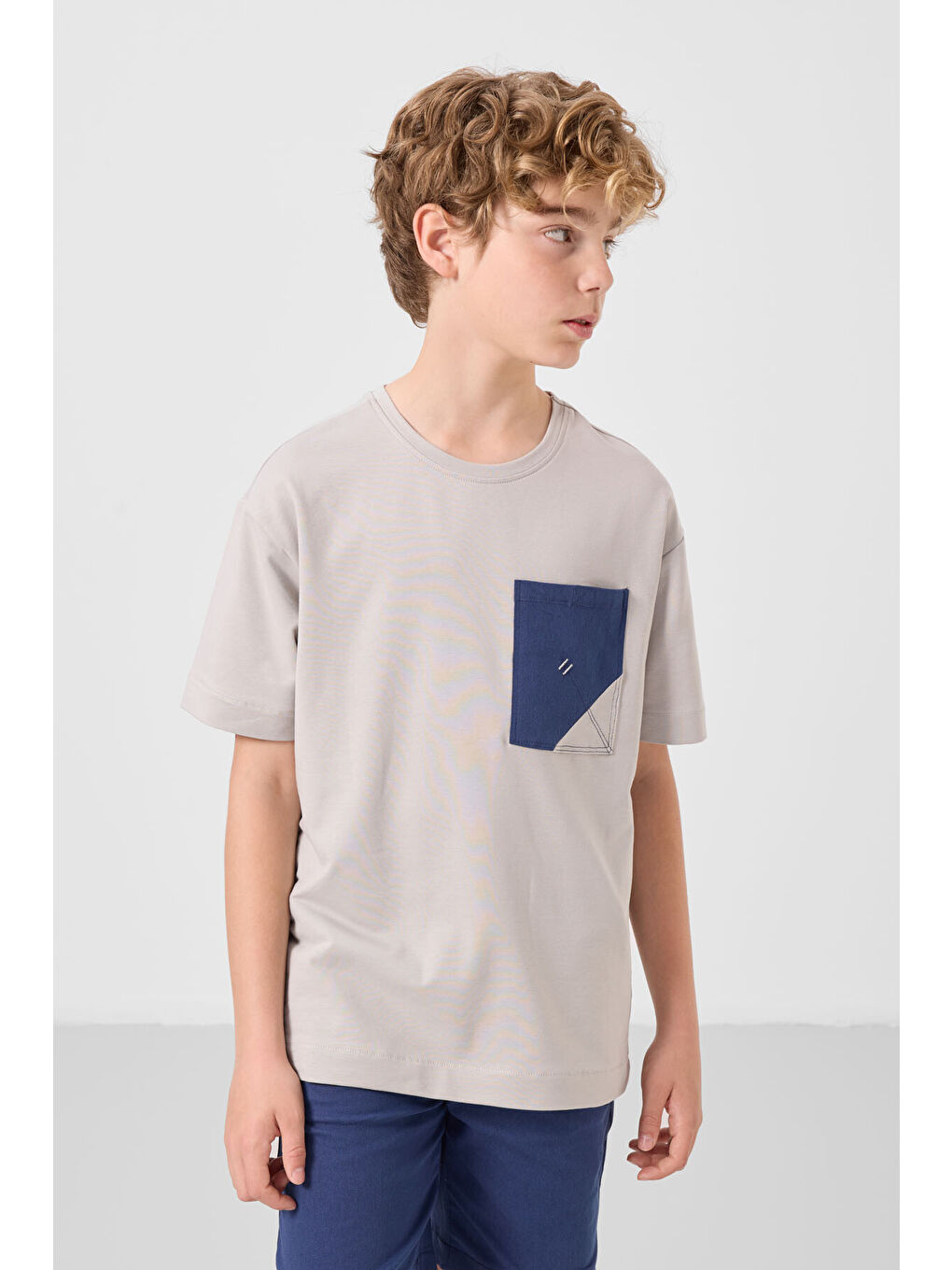 Bej Taş-Parlament Pamuklu Oversize Fit Dokuma Hafif Esnek Chino Erkek Çocuk Şort Takım - 11278-3