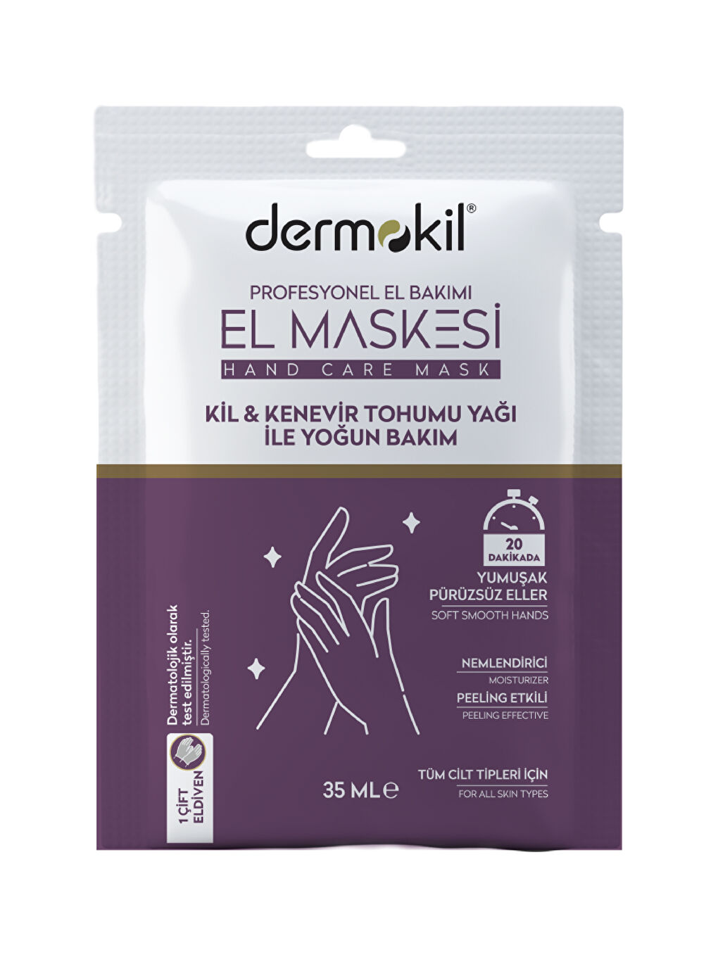 DERMOKIL Kil ve Kenevir Yağlı Peeling Etkili El Maskesi 35 ml 2 ' li Set - 3