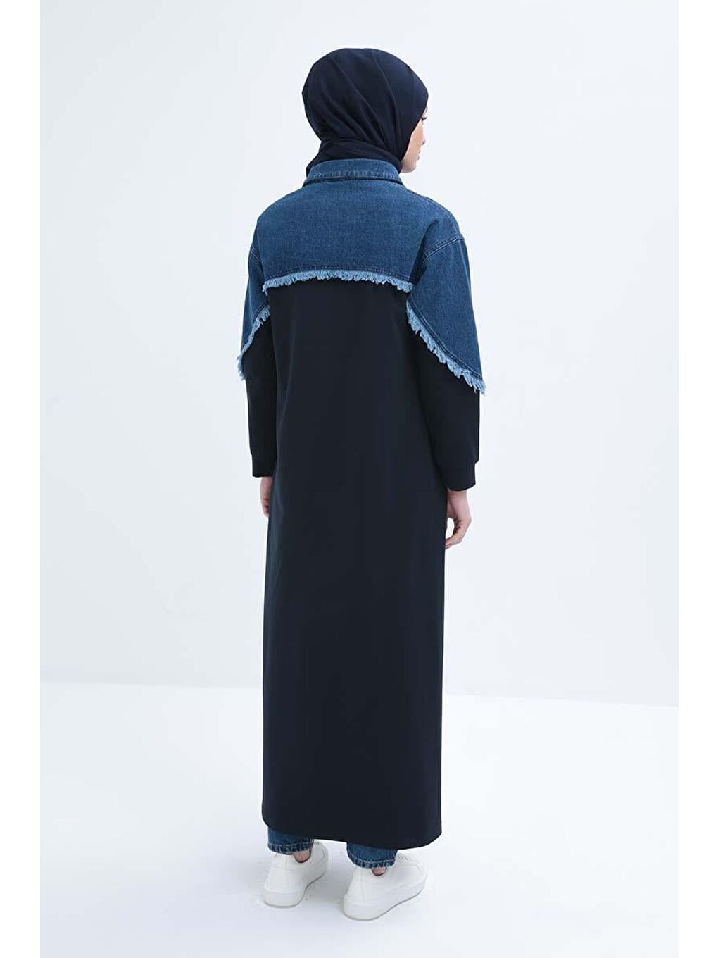 Lacivert-Denİm Garnİlİ Ferace-3