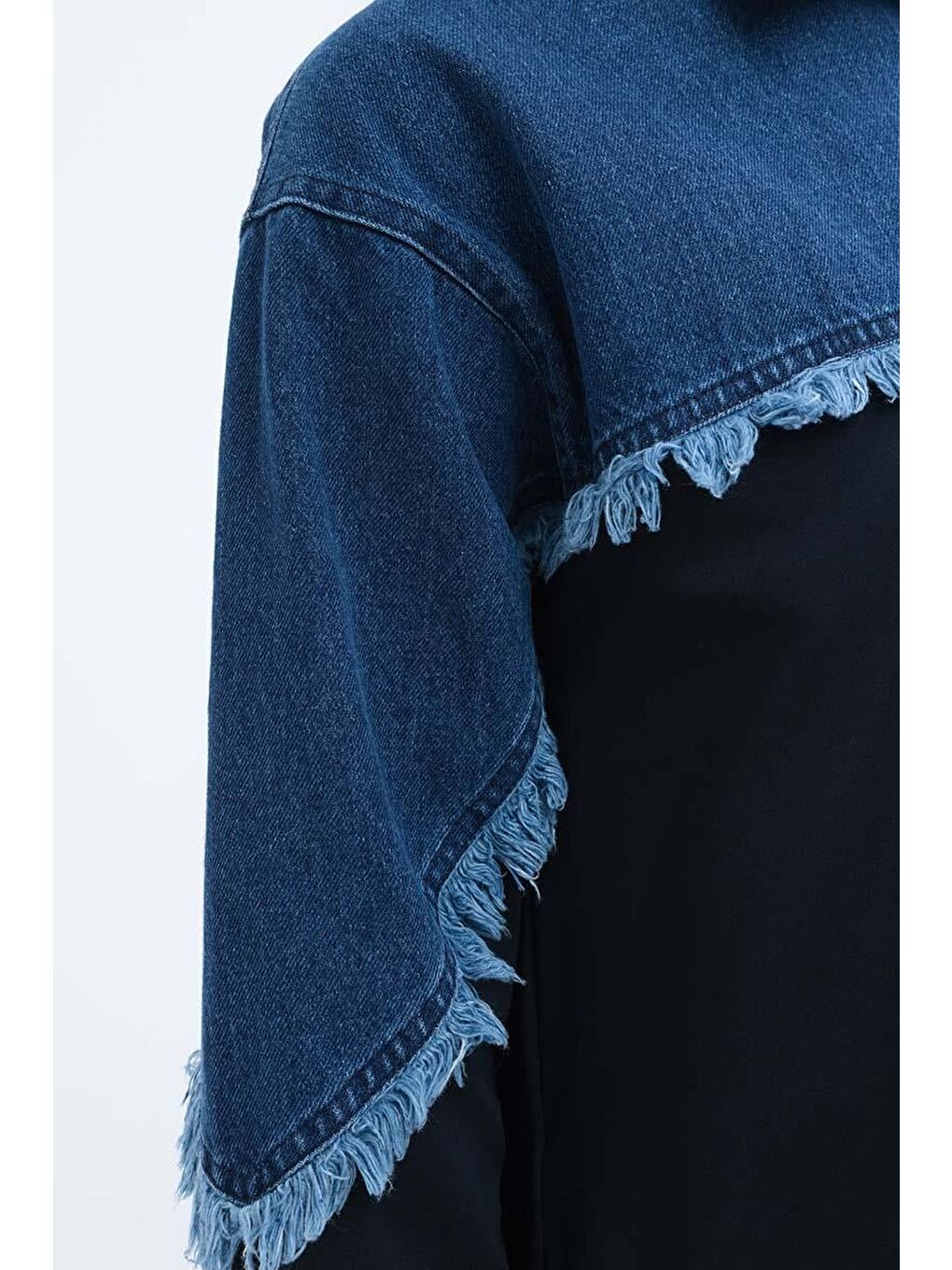 Lacivert-Denİm Garnİlİ Ferace-4