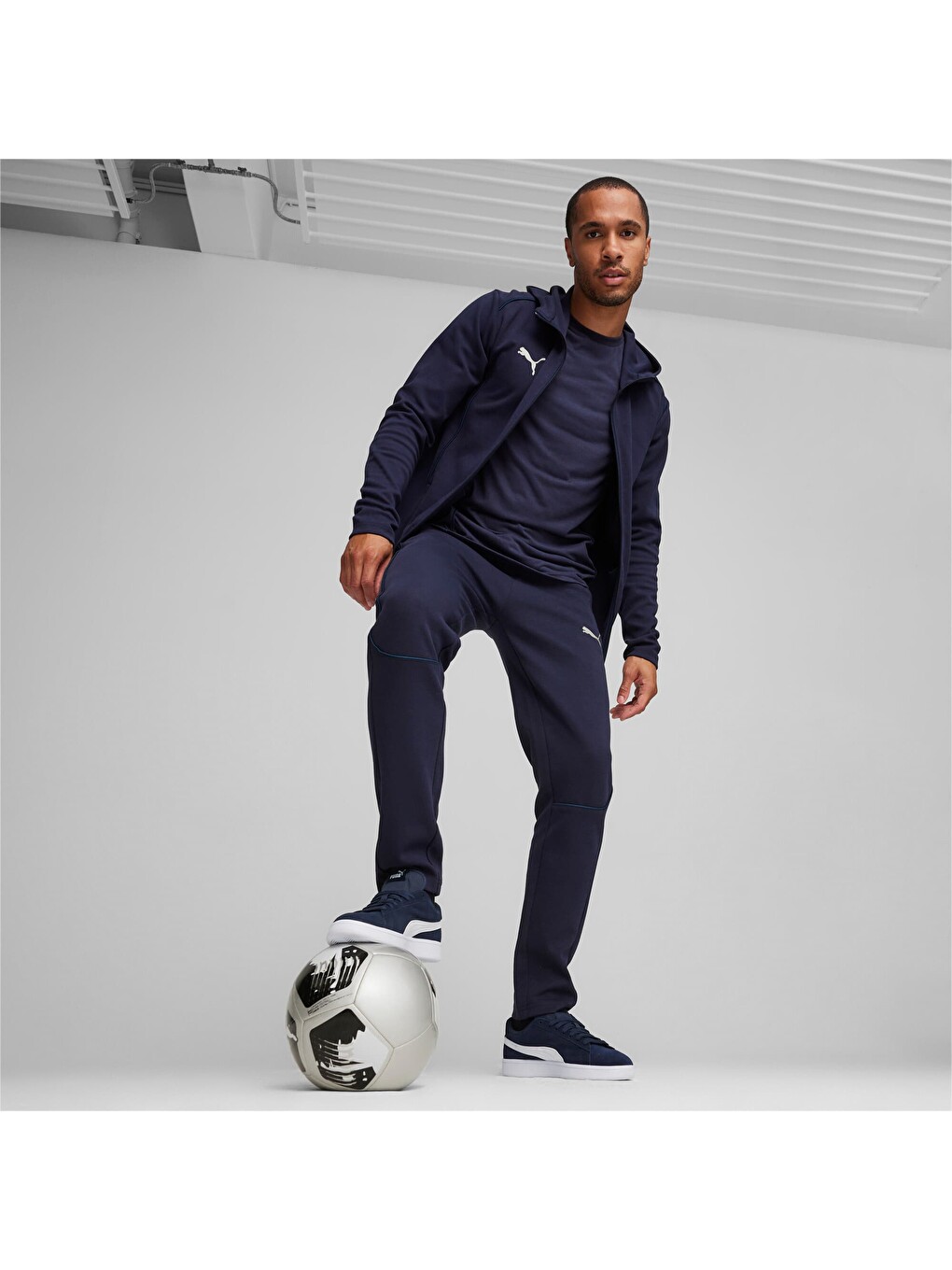 Lacivert teamFINAL Casuals Football Erkek Kapüşonlu Fermuarlı Sweatshirt-4