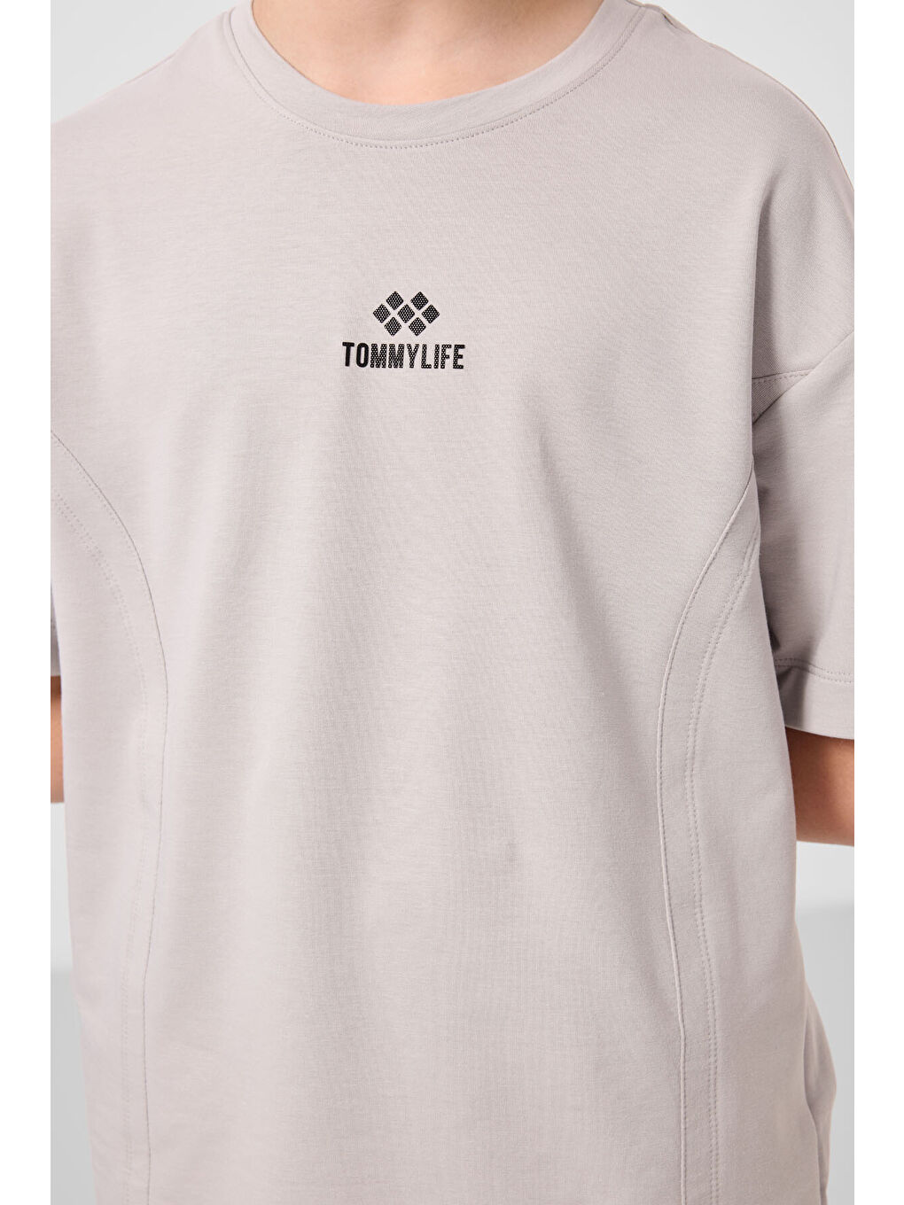 Bej Taş-Antrasit Pamuklu Oversize Fit Dokuma Hafif Esnek Chino Erkek Çocuk Şort Takım - 11276-4